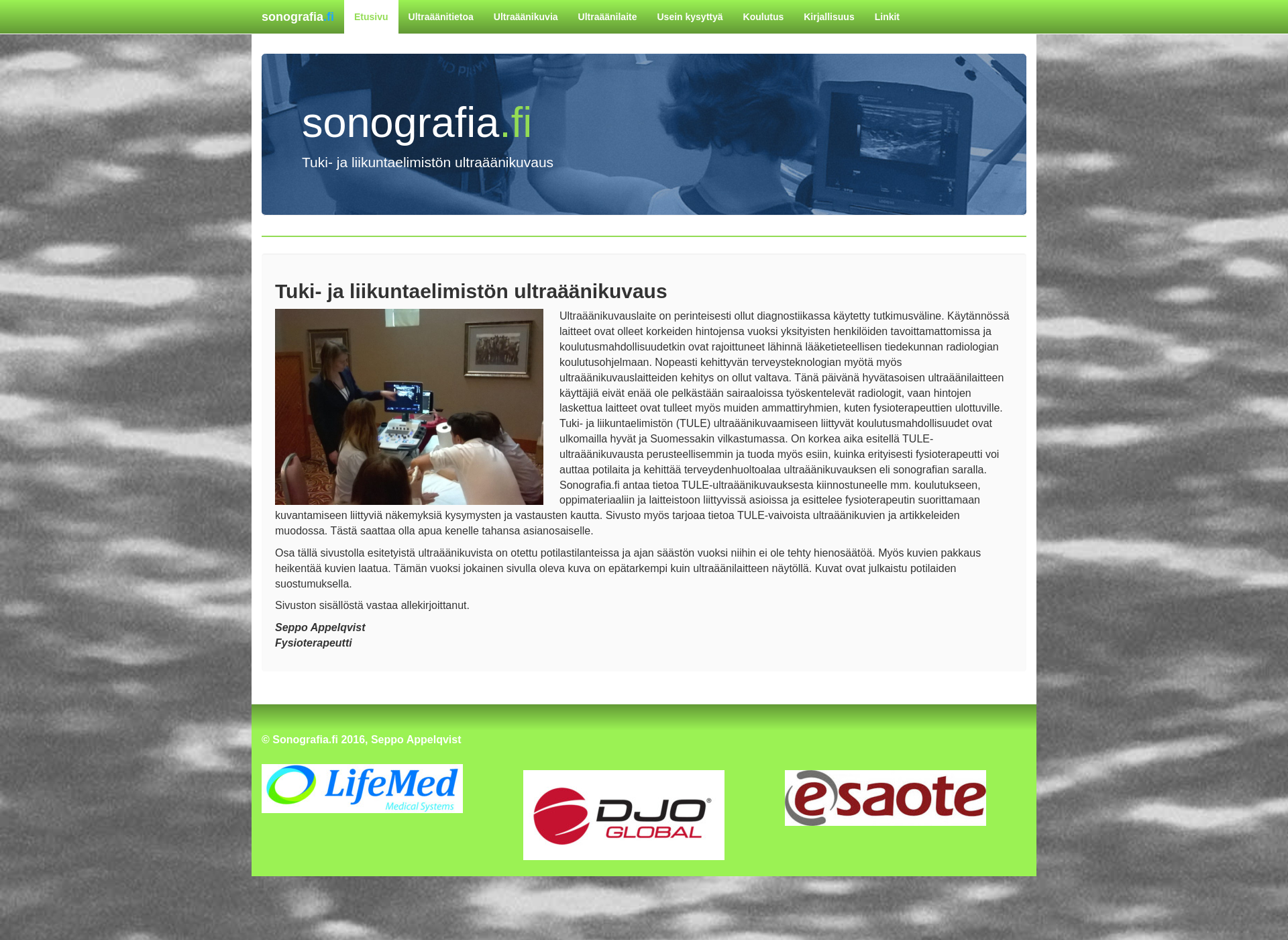 Skärmdump för sonografia.fi