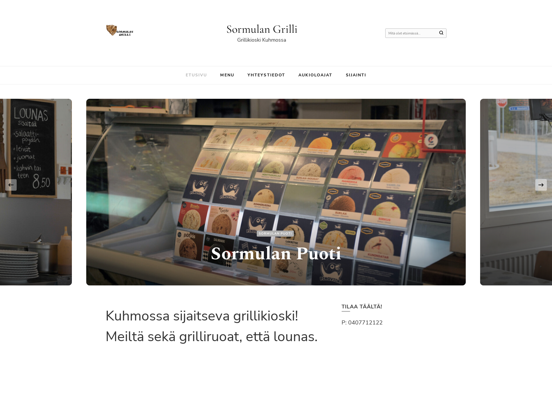 Skärmdump för sormulangrilli.fi