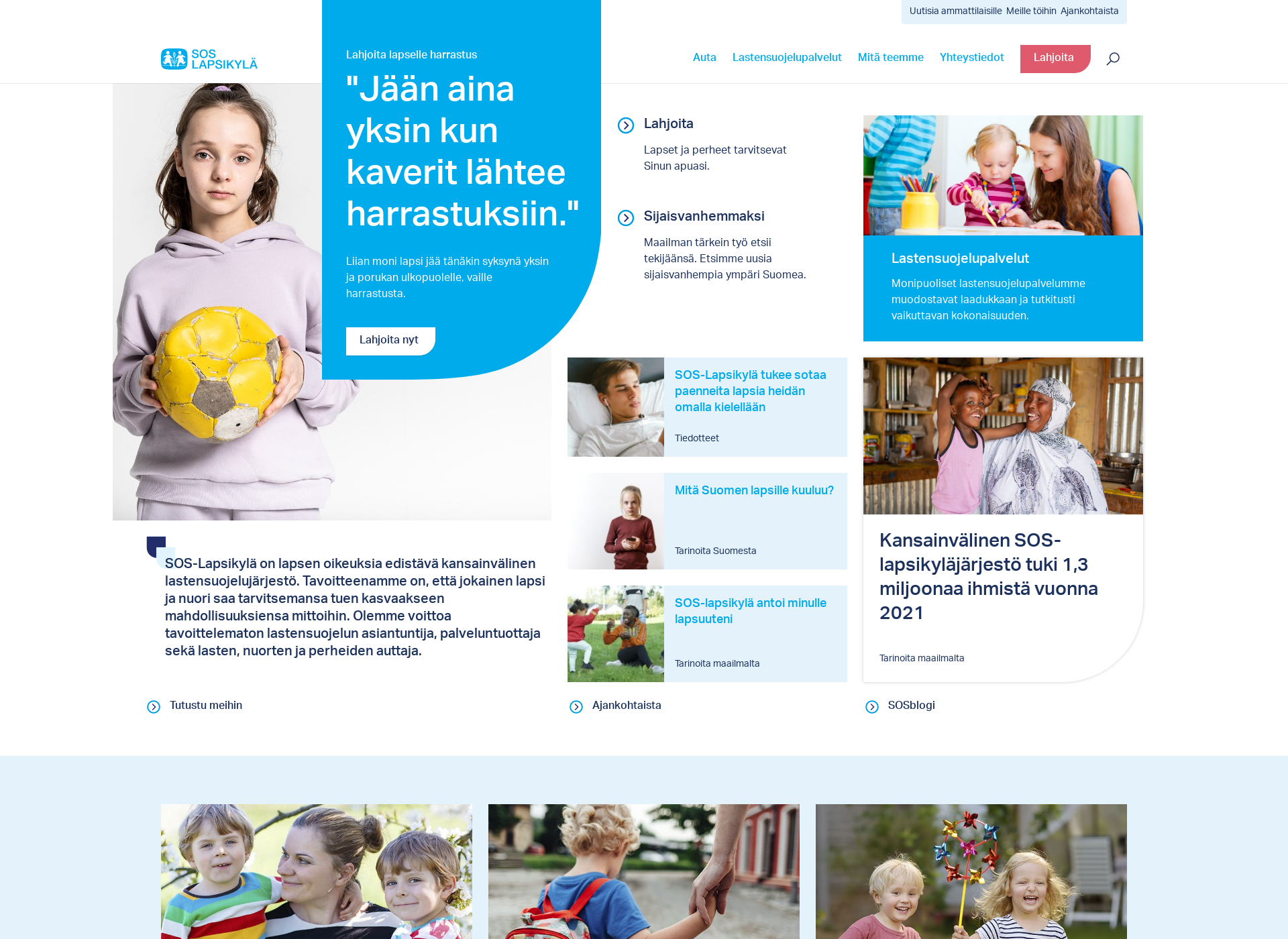 Skärmdump för sos-lapsikyla.fi