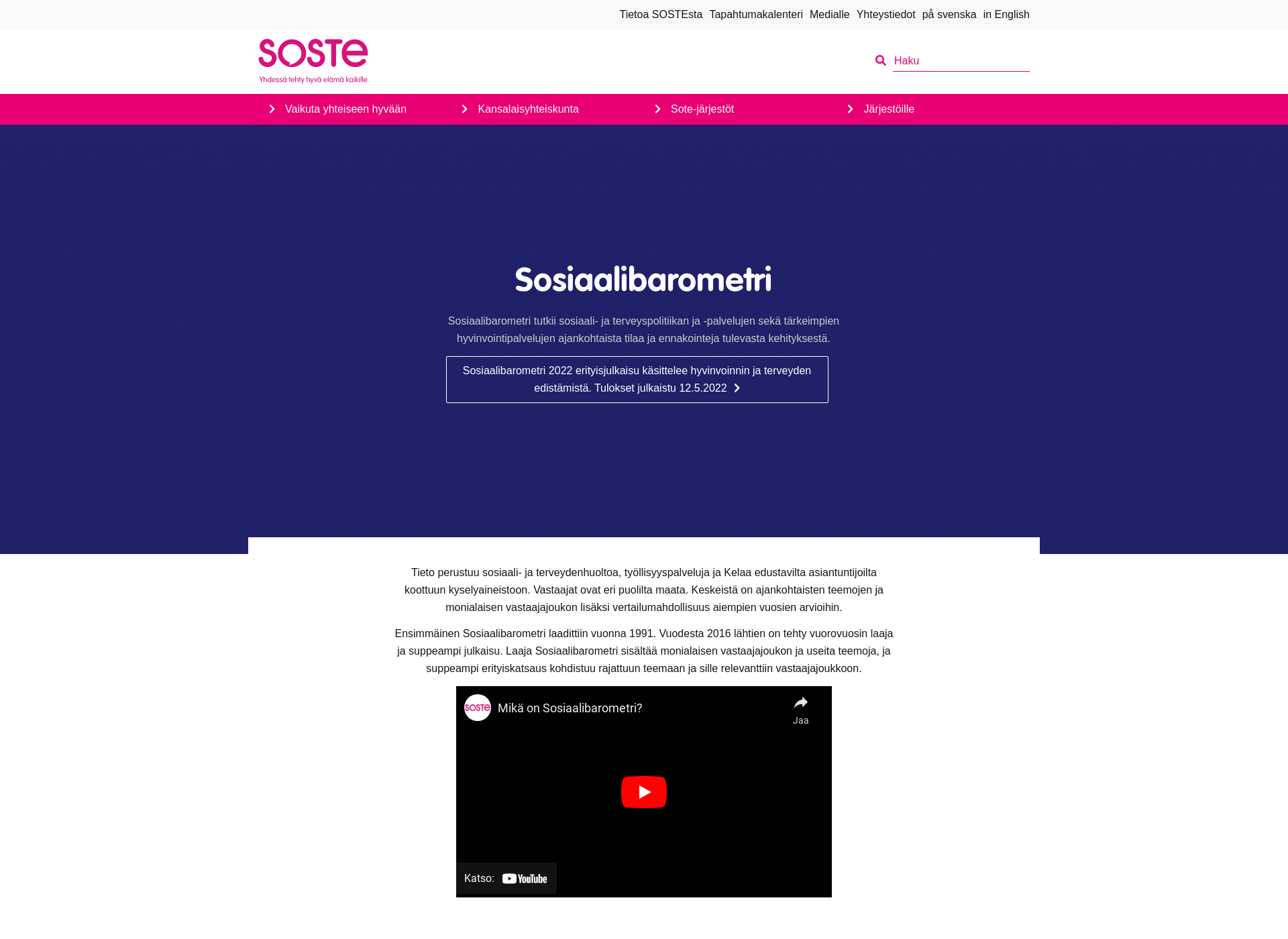Skärmdump för sosiaalibarometri.fi