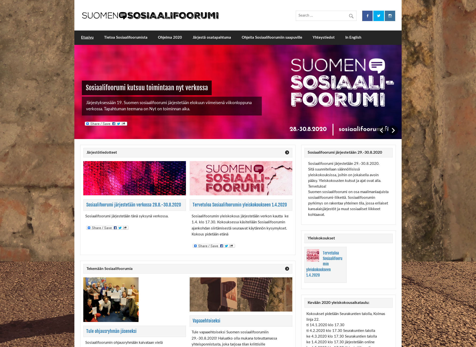 Skärmdump för sosiaalifoorumi.fi