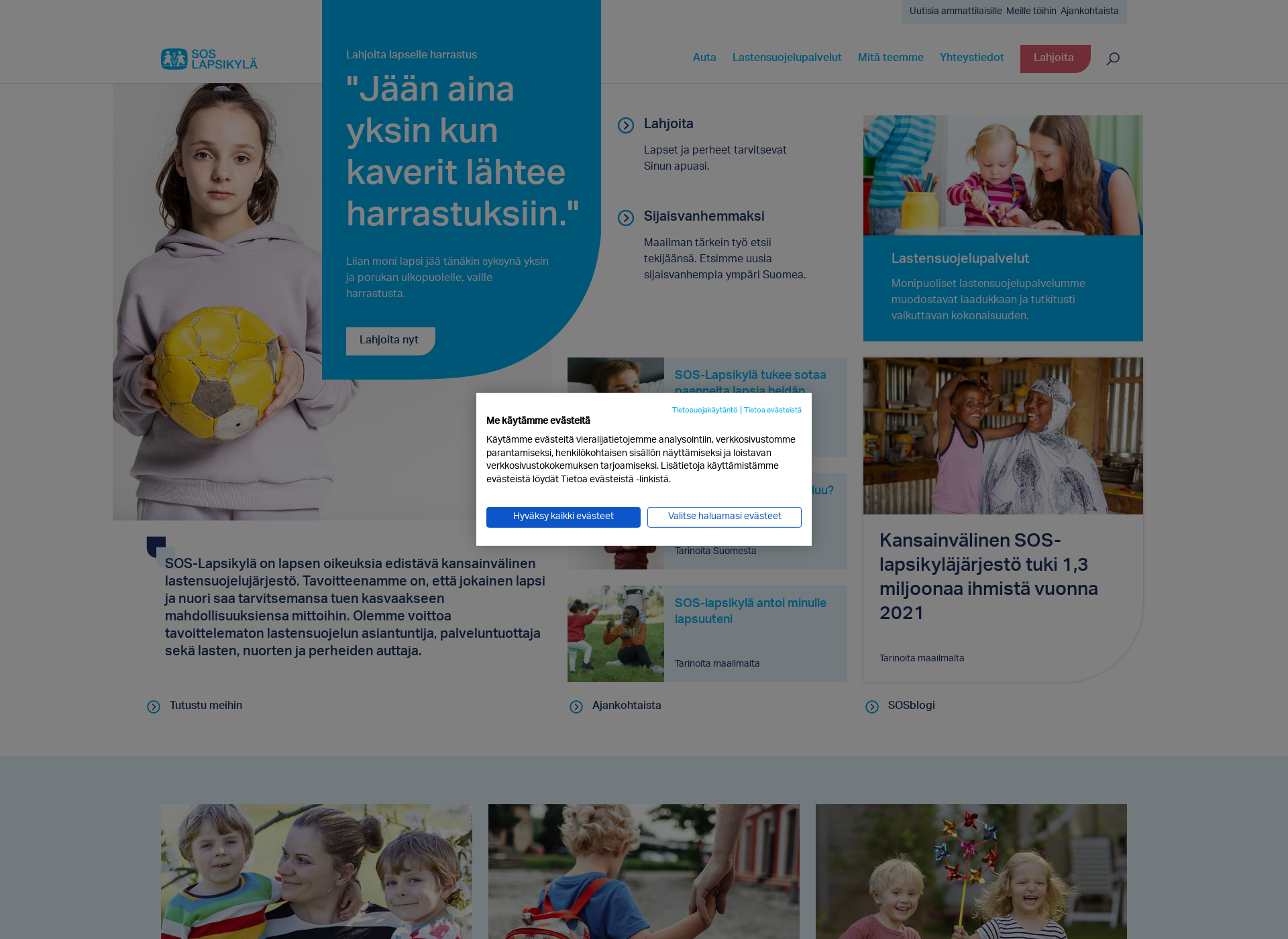 Skärmdump för soslapsikylä.fi
