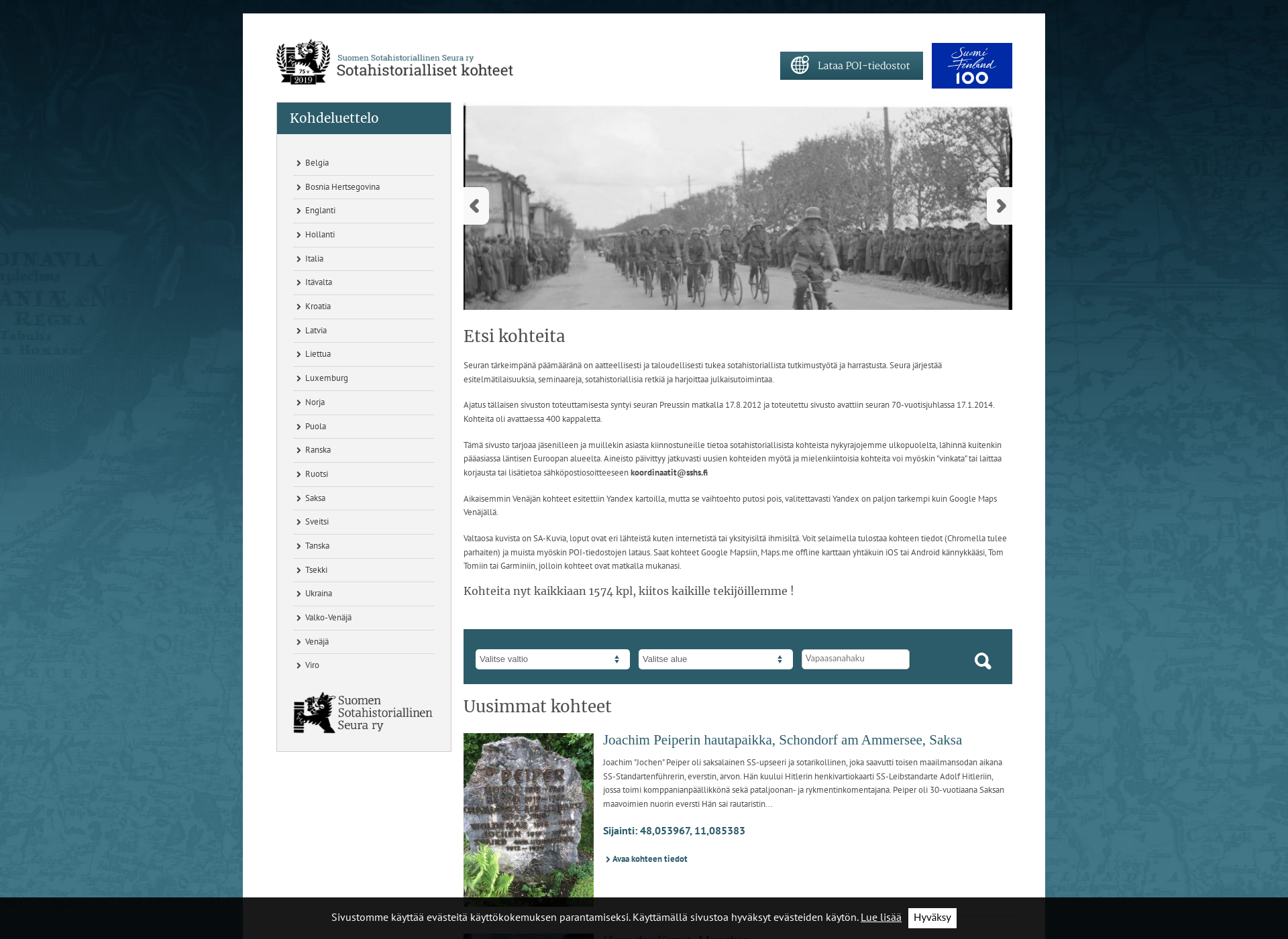 Screenshot for sotahistoriallisetkohteet.fi