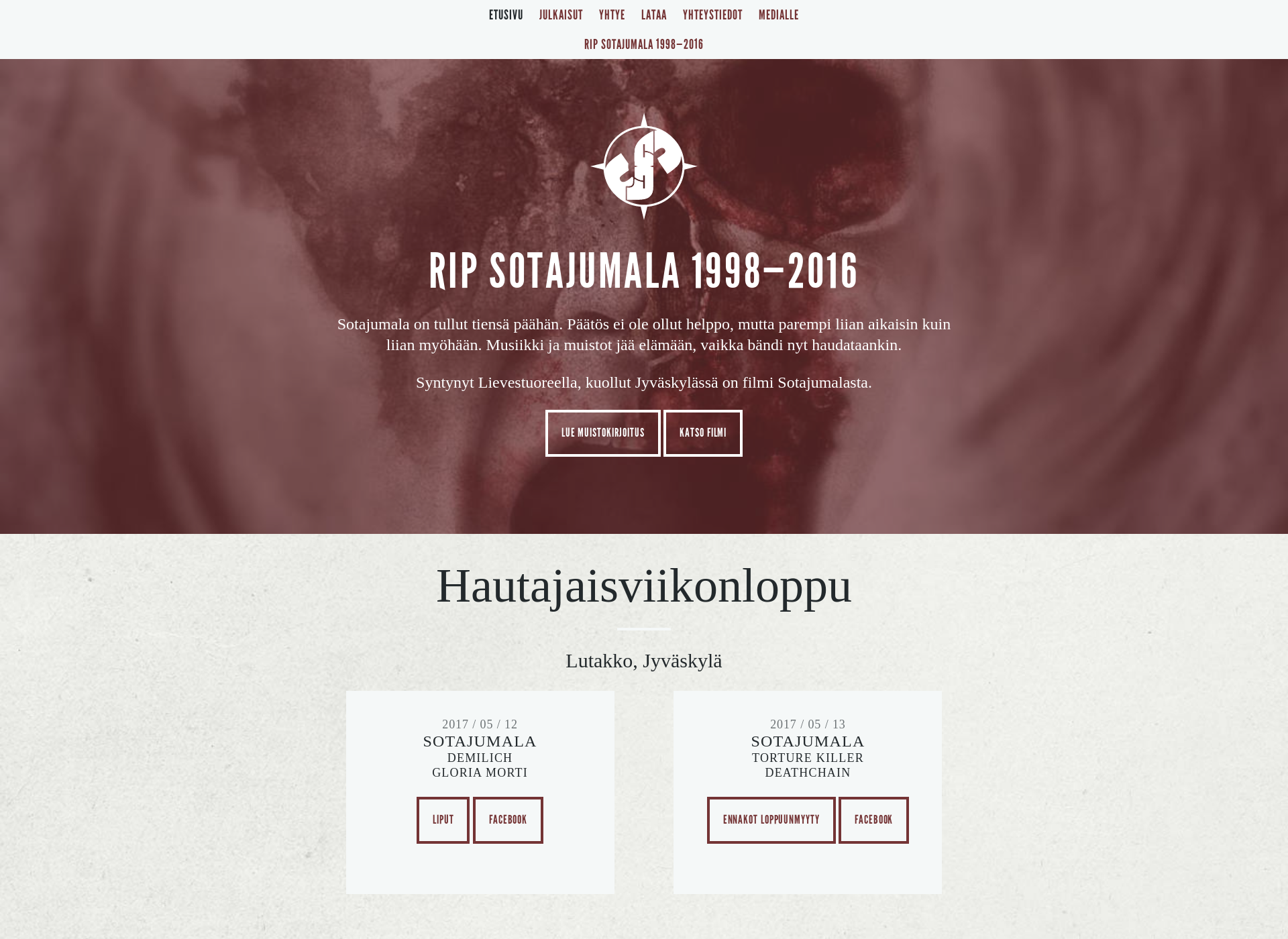 Skärmdump för sotajumala.fi