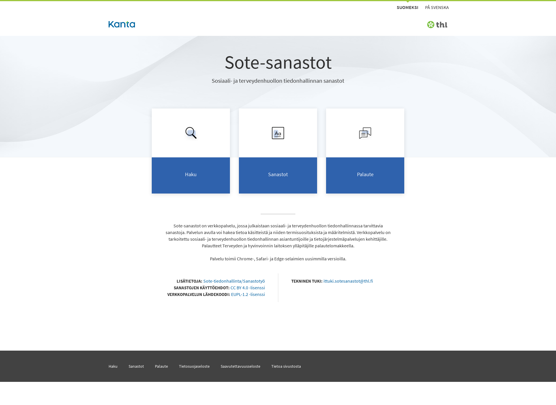 Screenshot for sotesanastot.fi