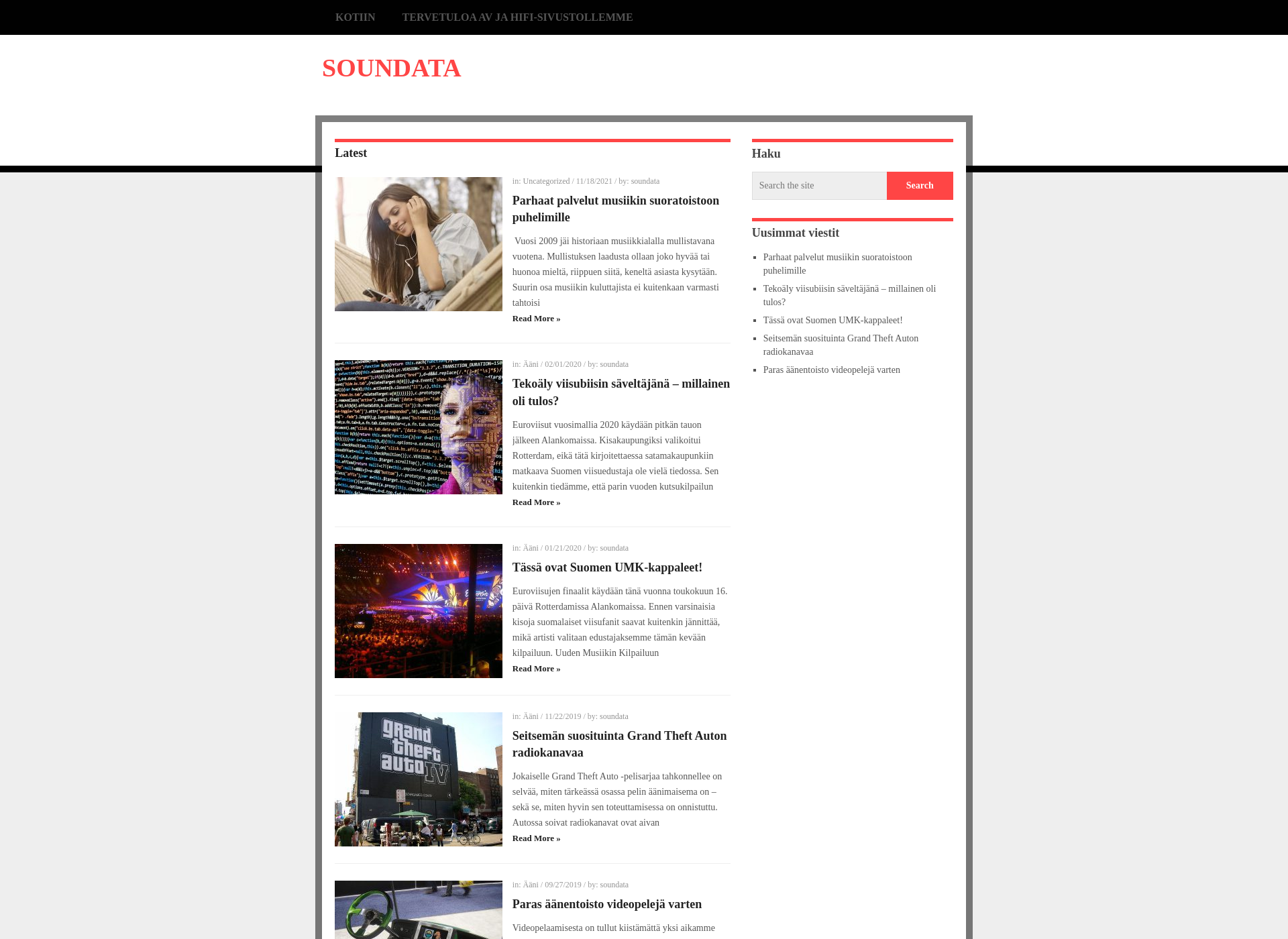 Skärmdump för soundata.fi
