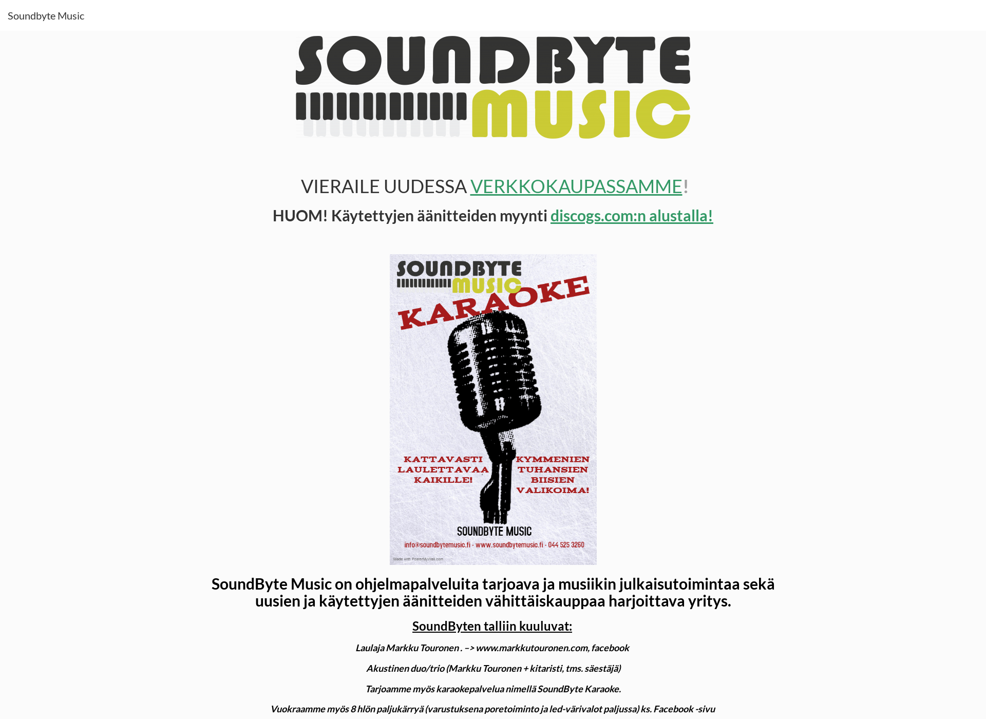 Skärmdump för soundbytemusic.fi