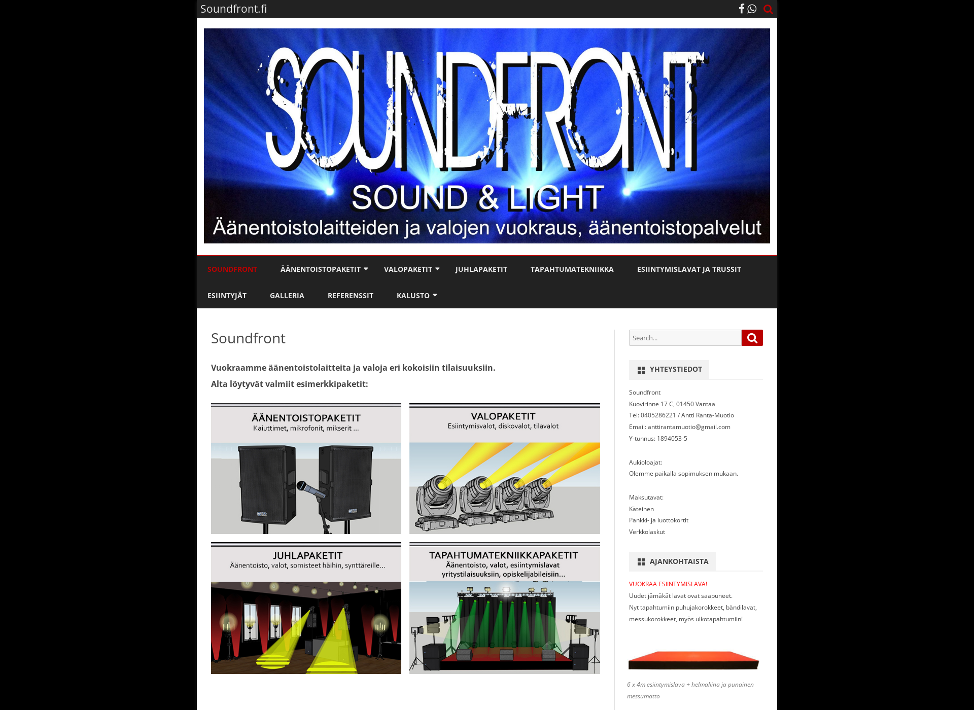 Skärmdump för soundfront.fi