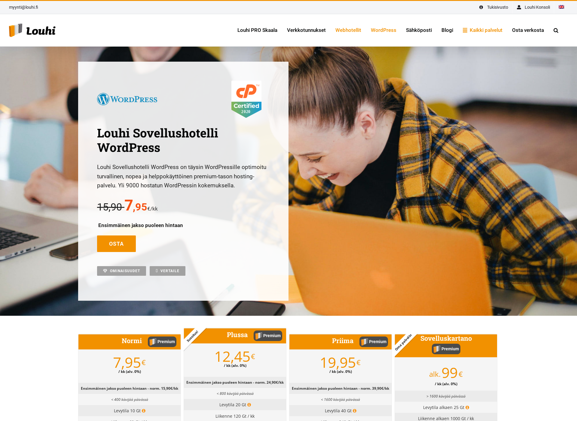 Skärmdump för sovellushotelli.fi