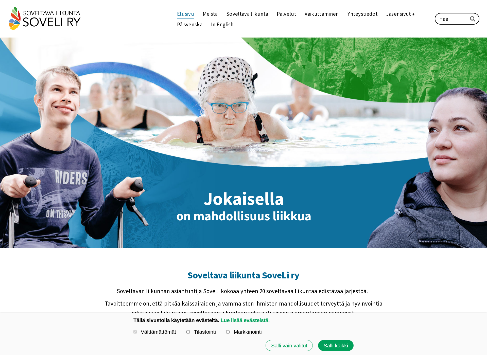 Screenshot for soveltavaliikunta.fi