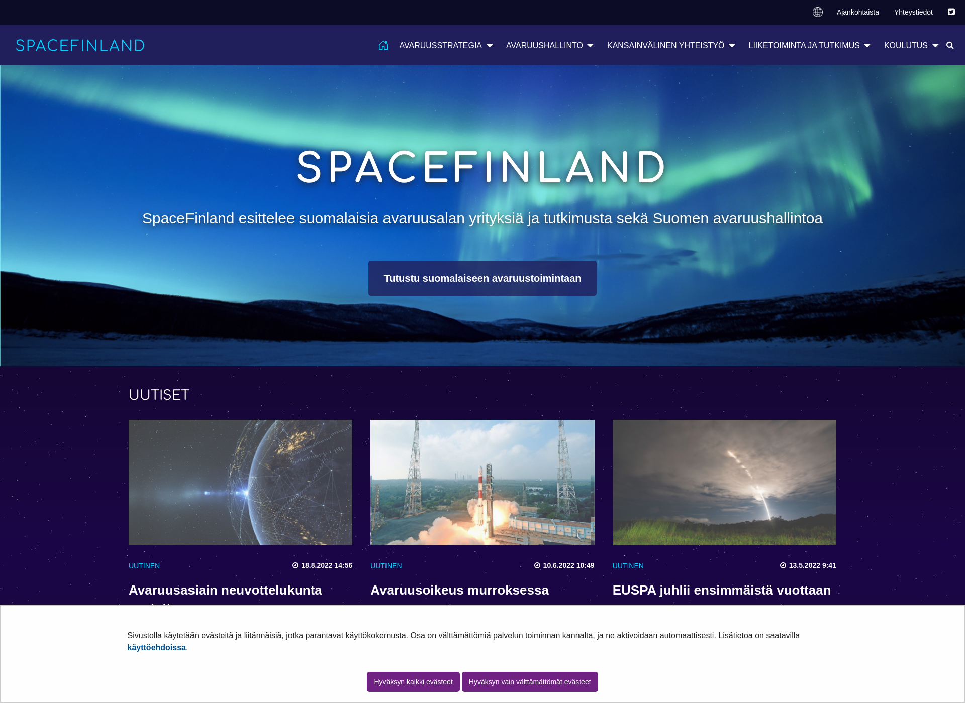 Screenshot for spacefinland.fi