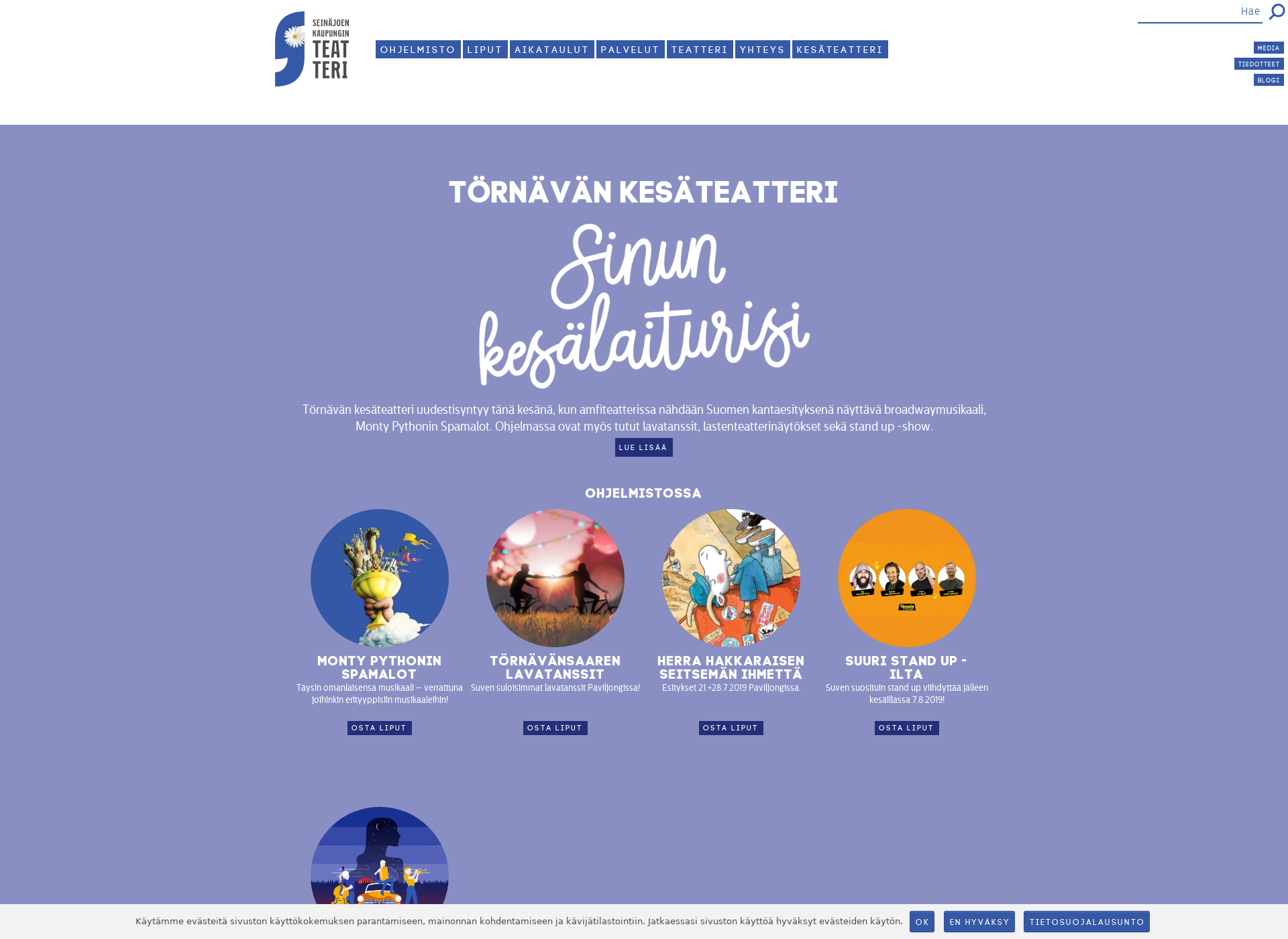 Skärmdump för spamalot-musikaali.fi