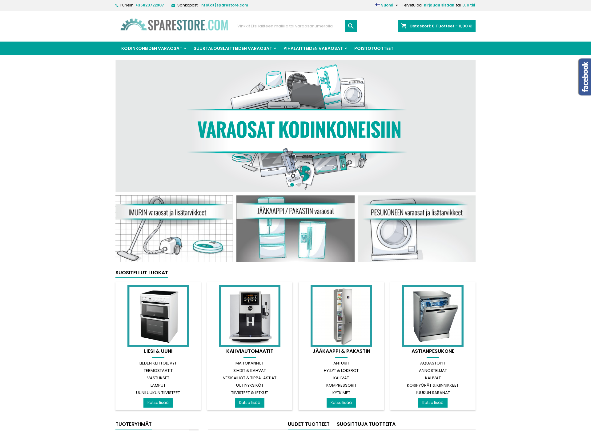 Skärmdump för sparestore.fi