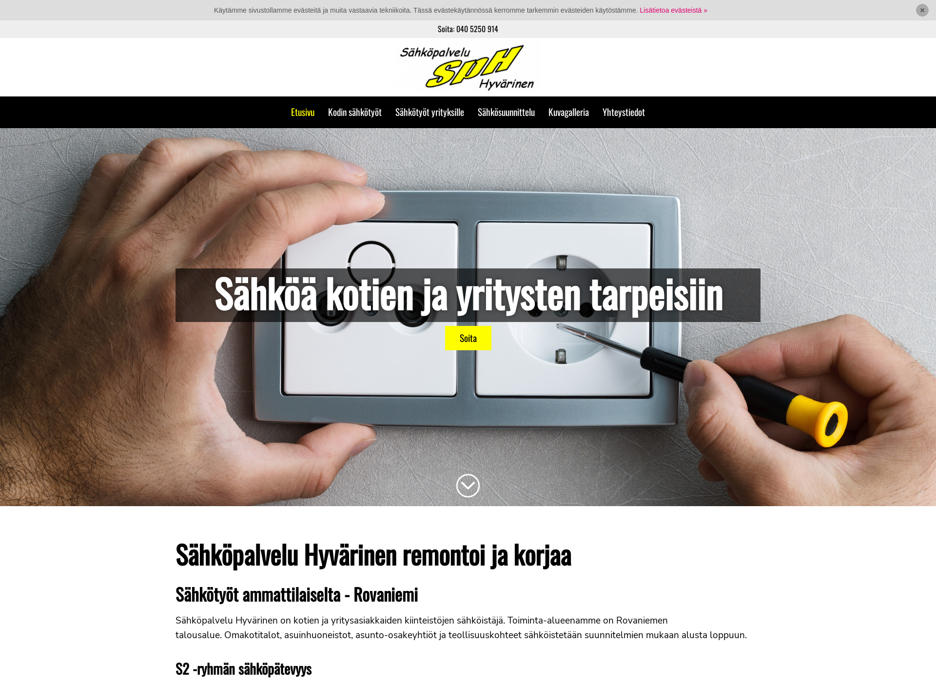 Skärmdump för sphyvarinen.fi
