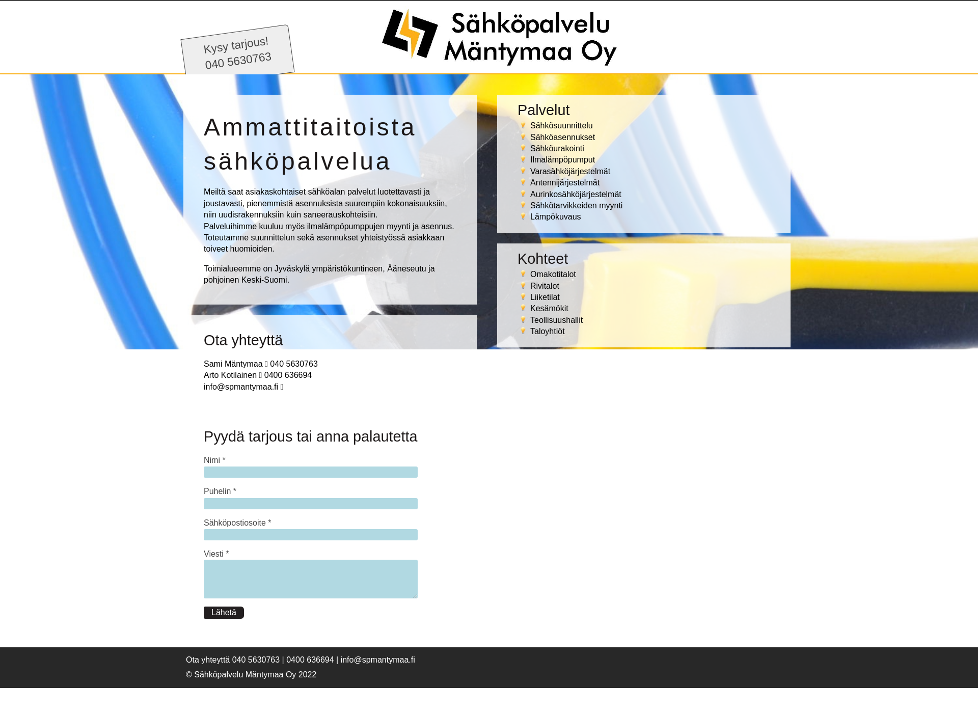 Skärmdump för spmantymaa.fi