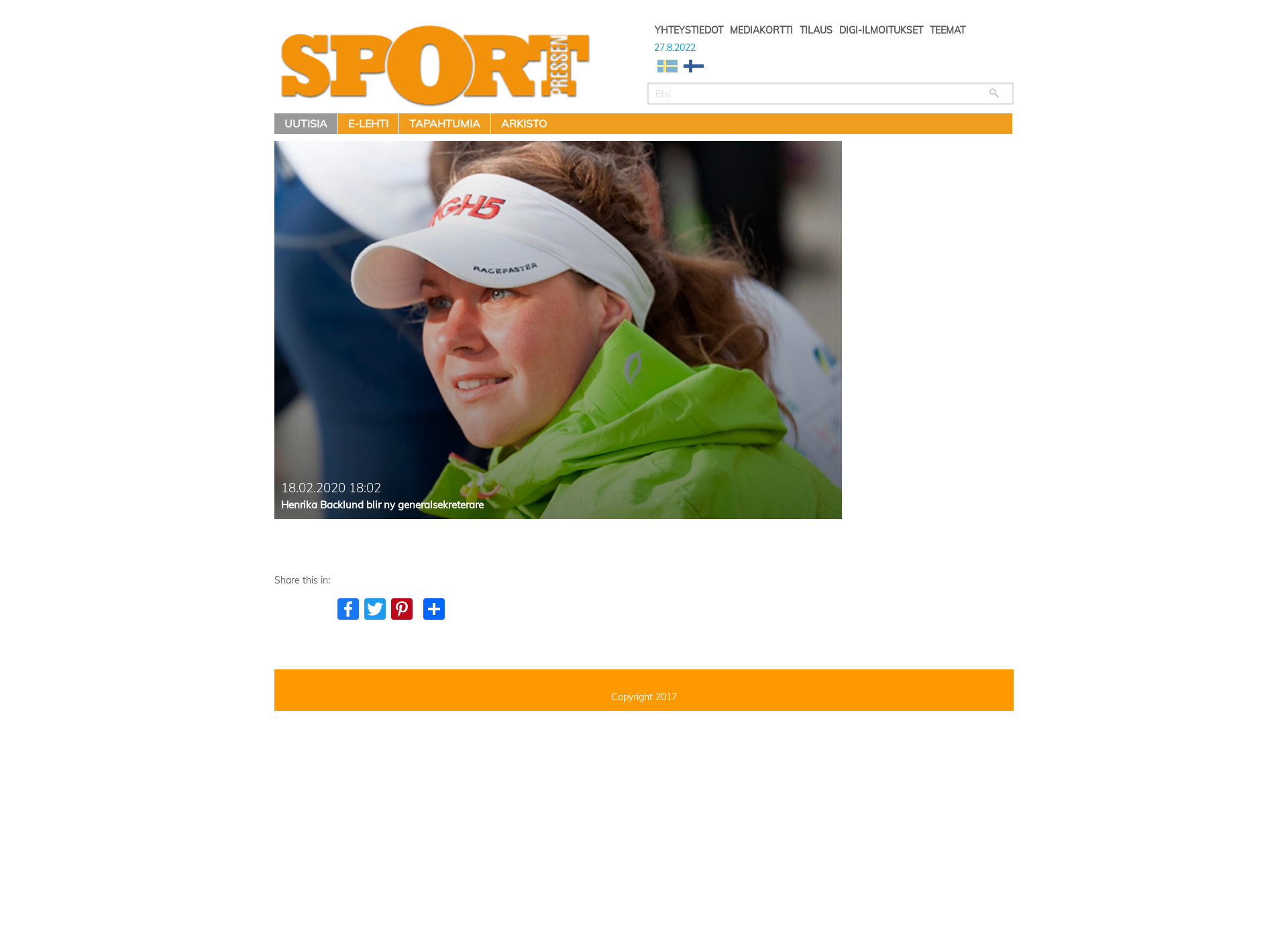 Skärmdump för sportpressen.fi