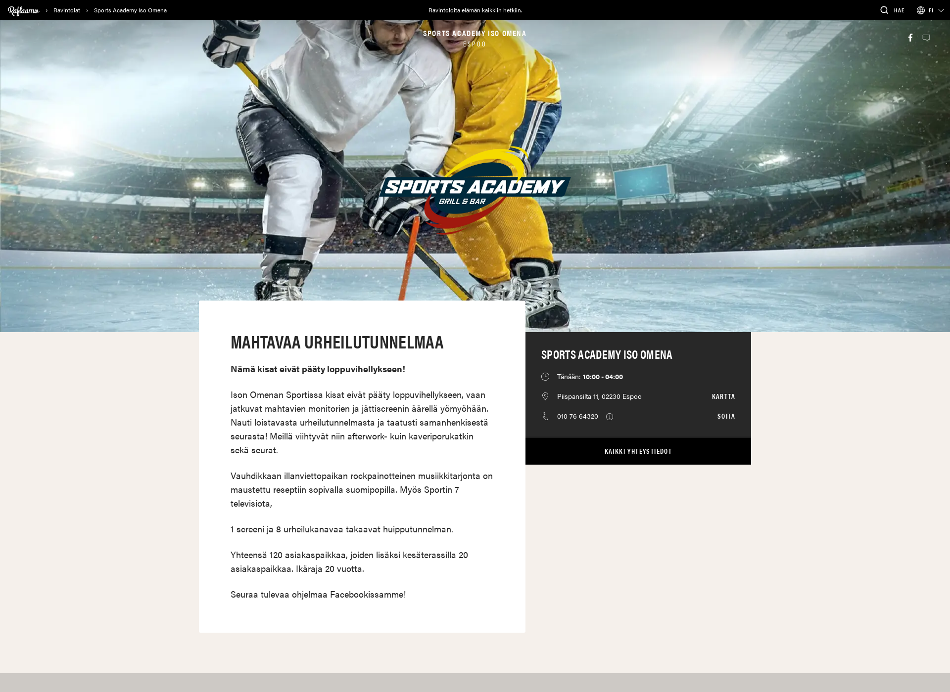 Skärmdump för sportsacademyiso-omena.fi