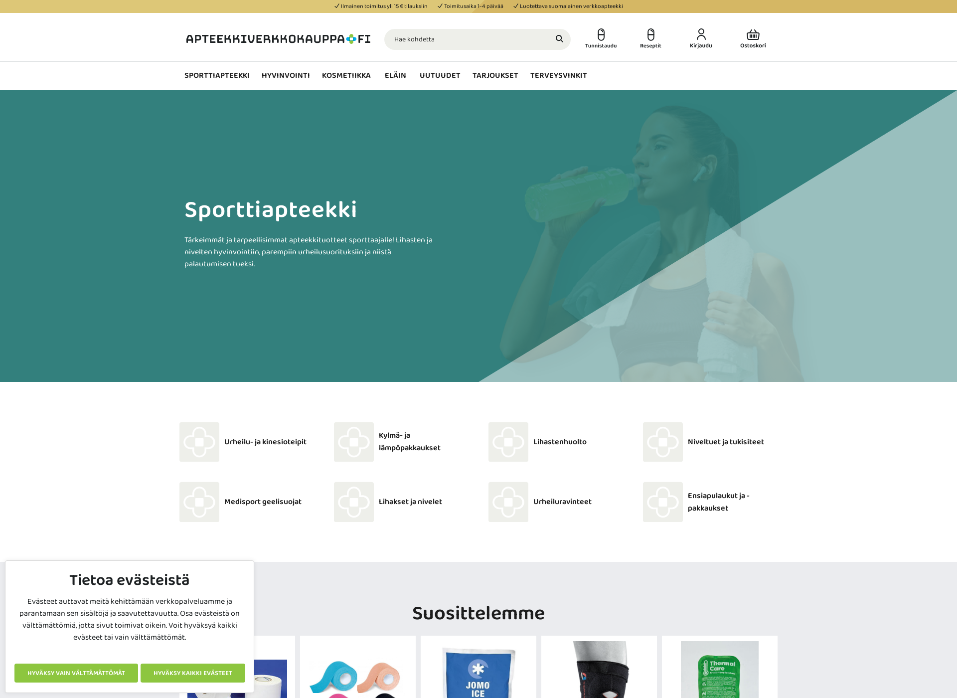 Skärmdump för sporttiapteekki.fi