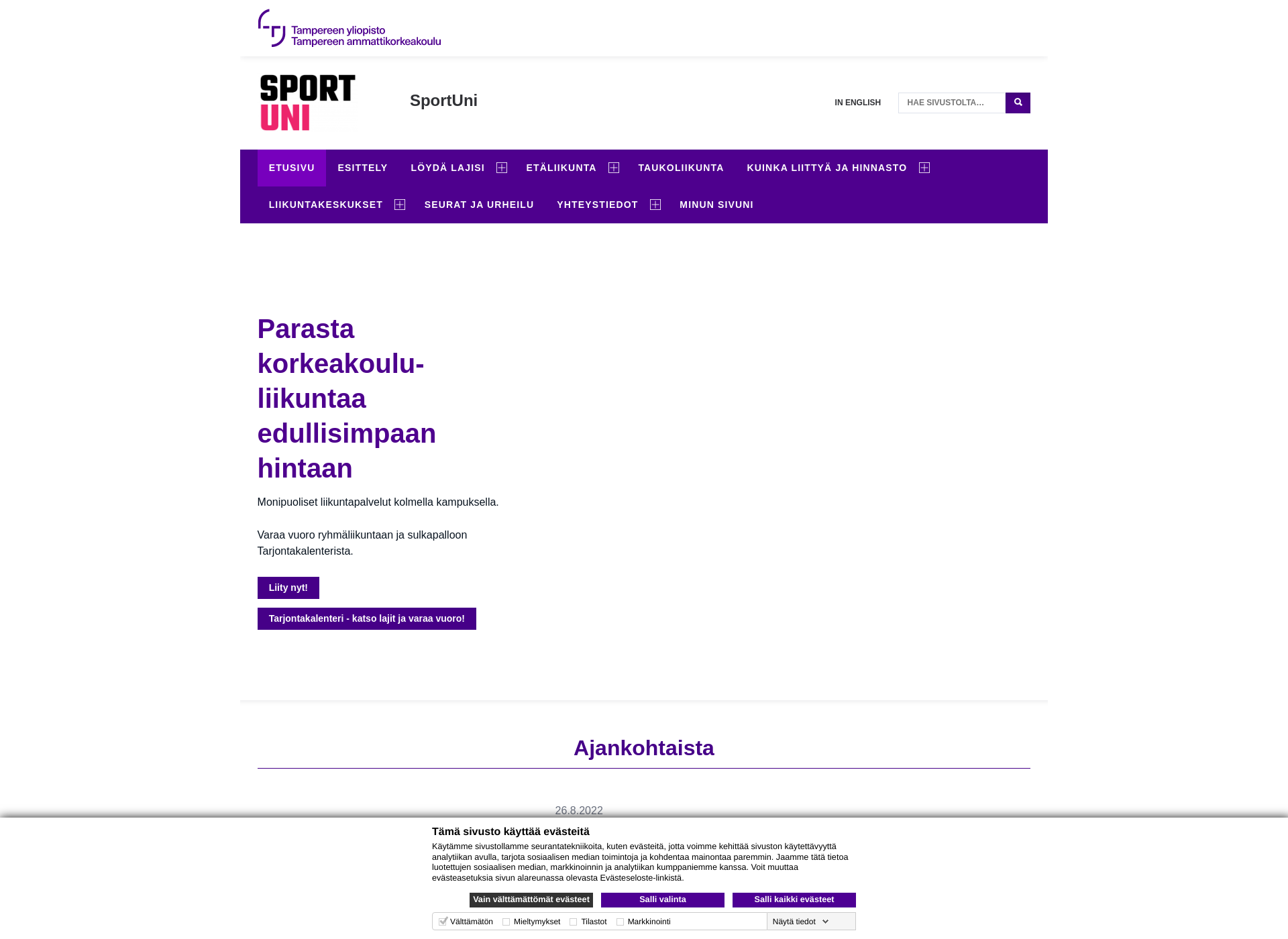 Screenshot for sportuni.fi