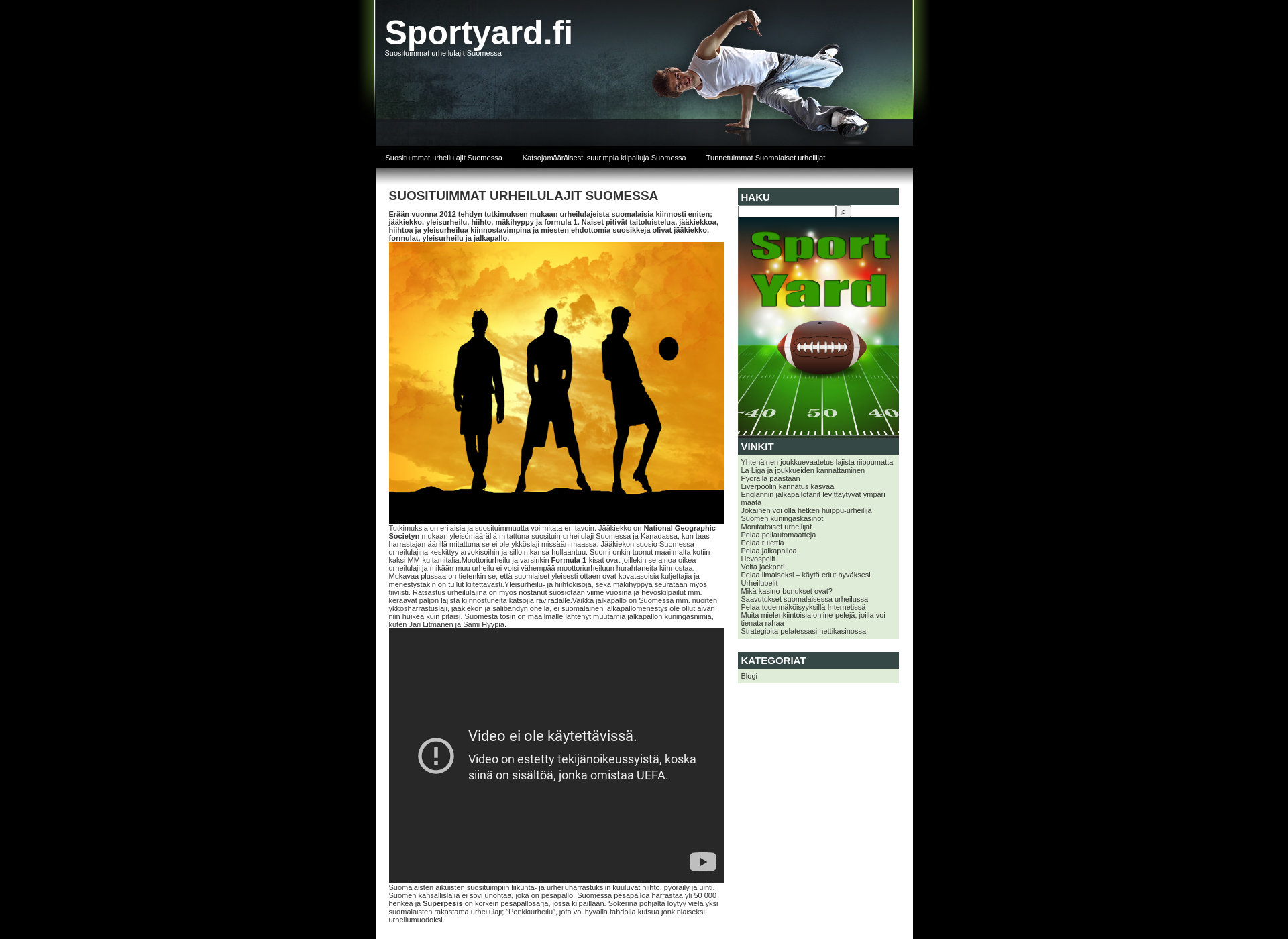 Skärmdump för sportyard.fi