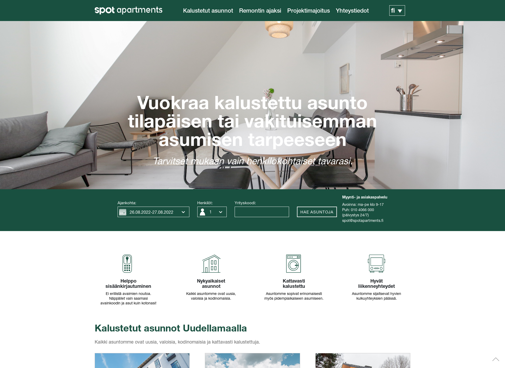 Skärmdump för spotapartments.fi