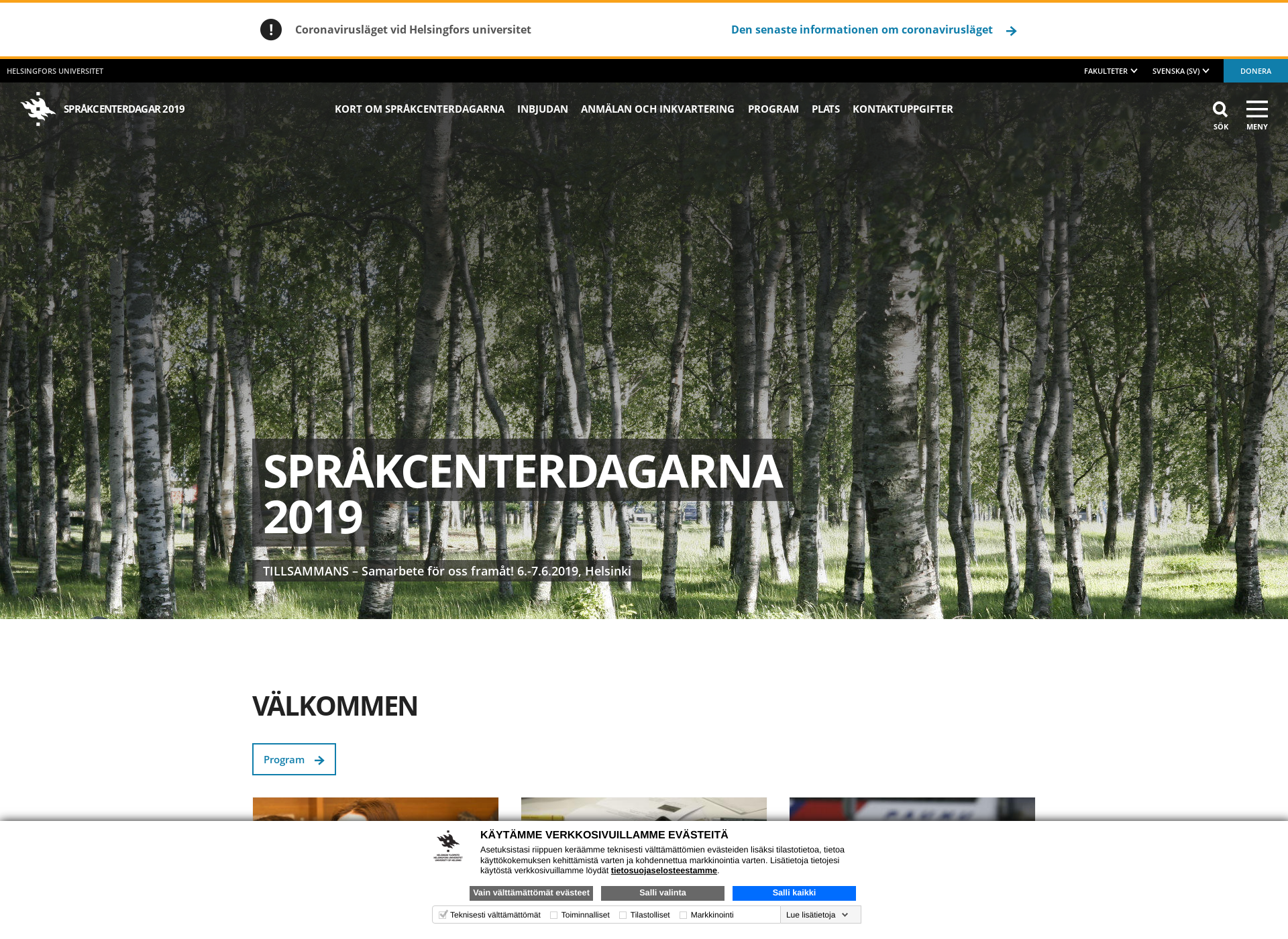 Screenshot for sprakcenterdagar2019.fi