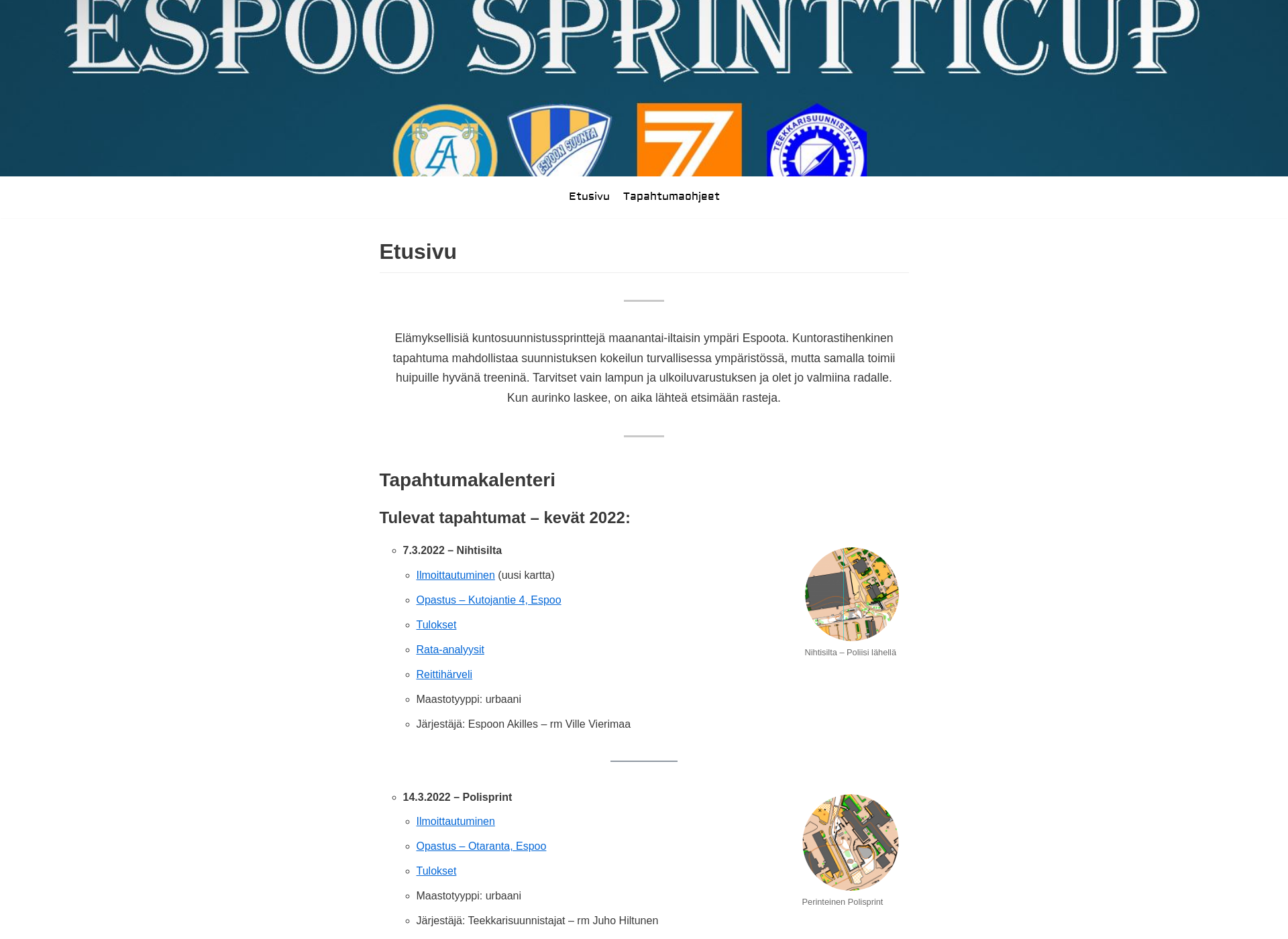 Skärmdump för sprintticup.fi