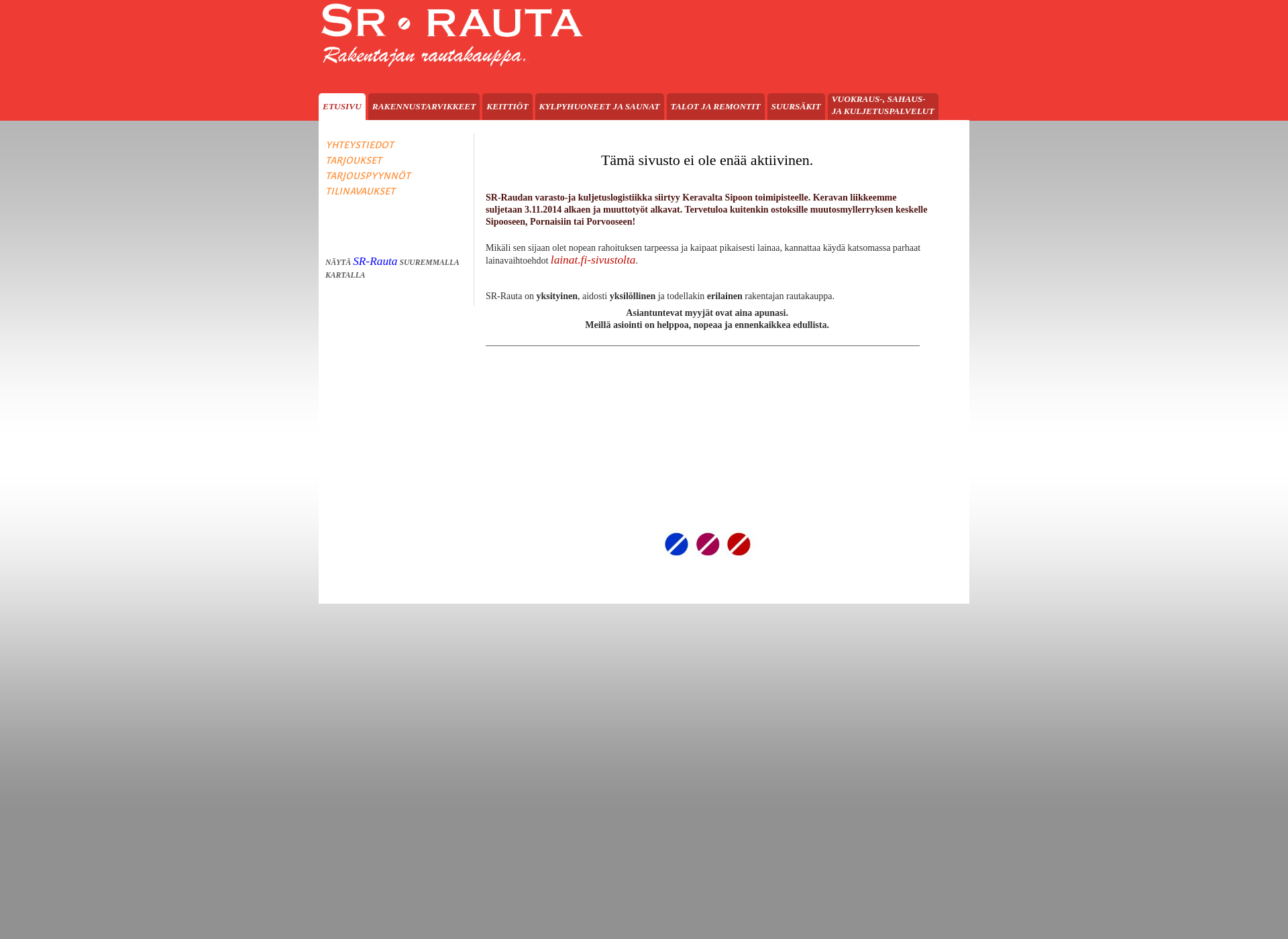 Skärmdump för sr-rauta.fi