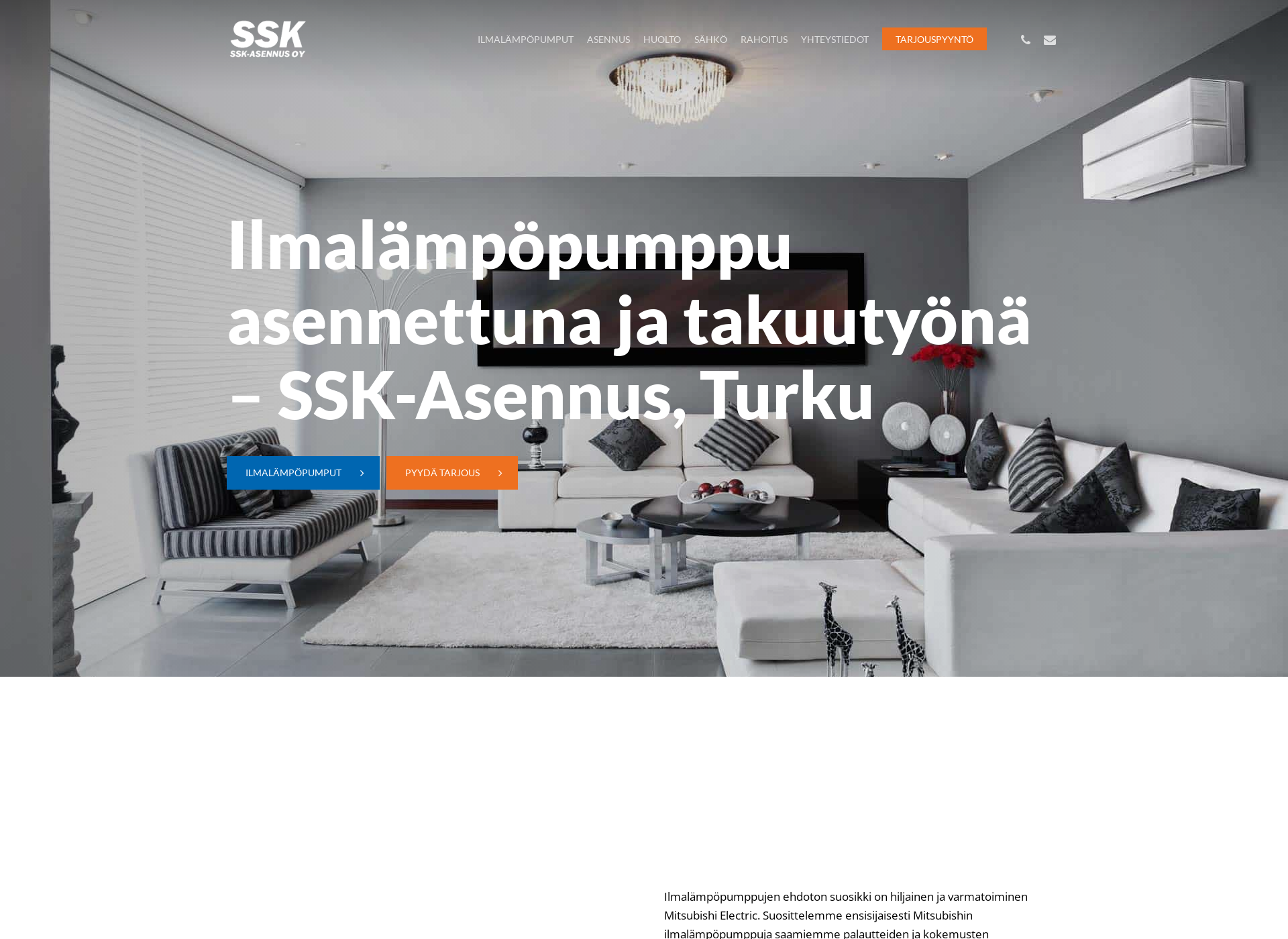 Skärmdump för ssk-asennus.fi