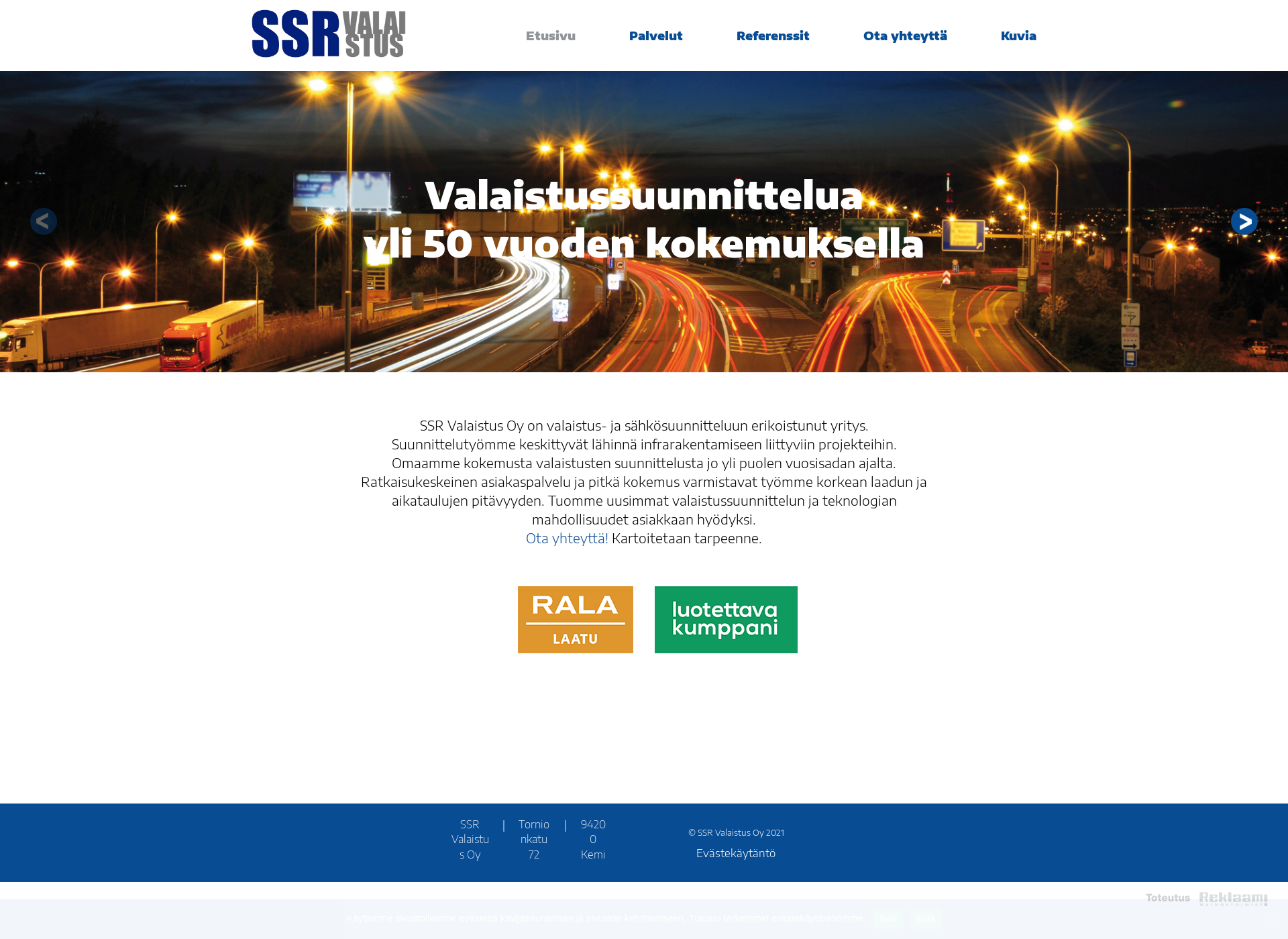 Skärmdump för ssrvalaistus.fi