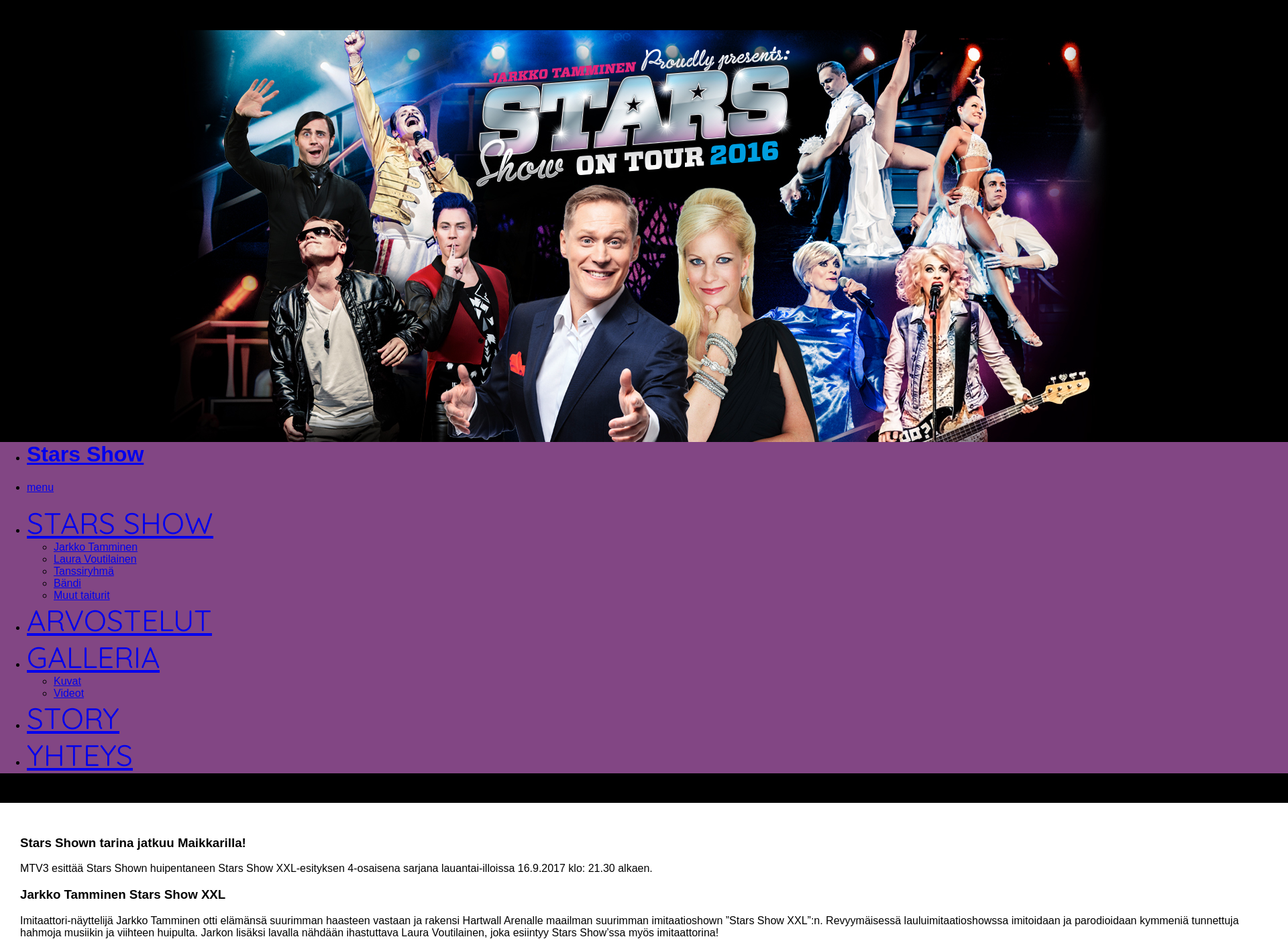 Skärmdump för starsshow.fi