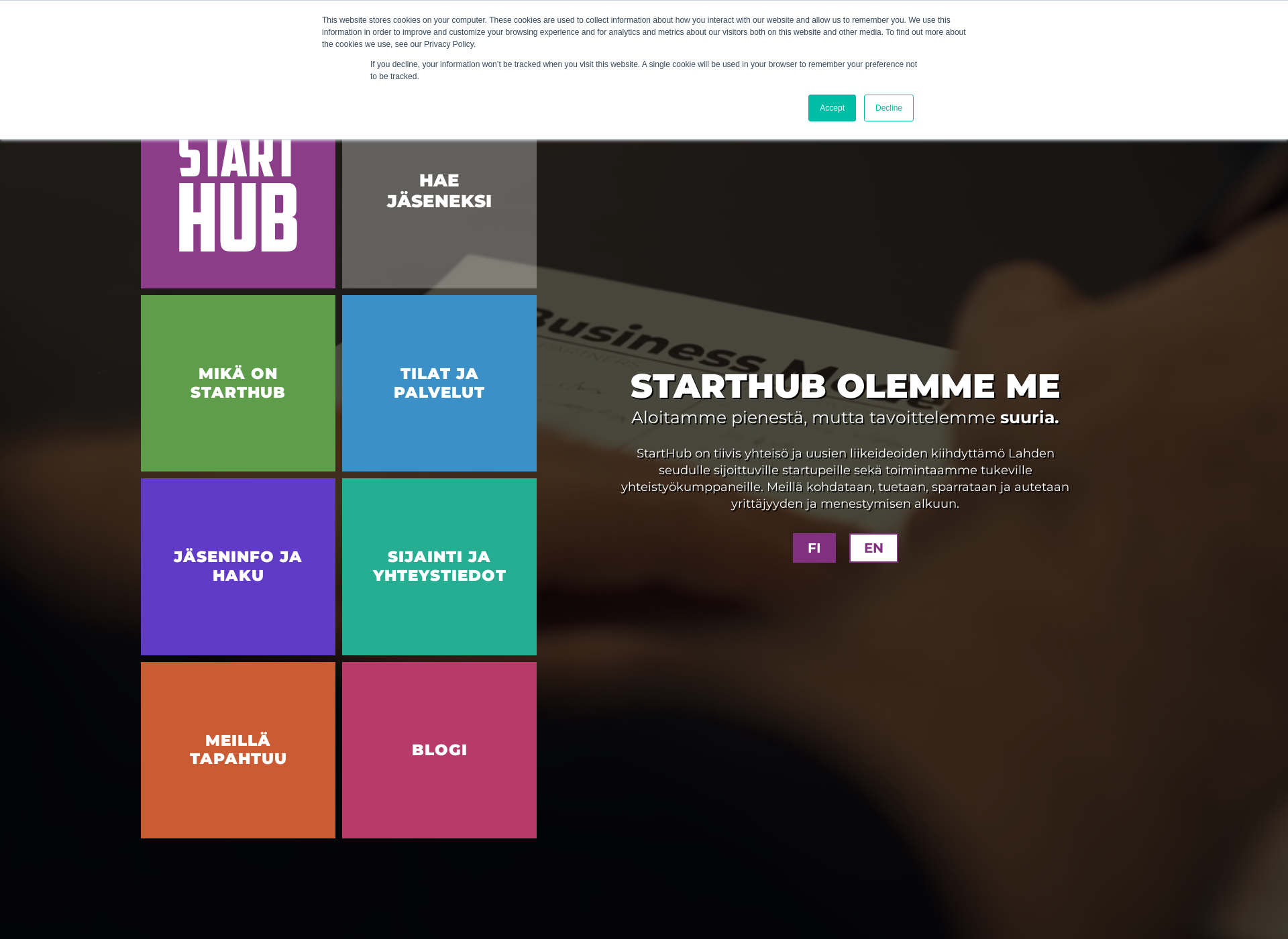 Skärmdump för starthub.fi