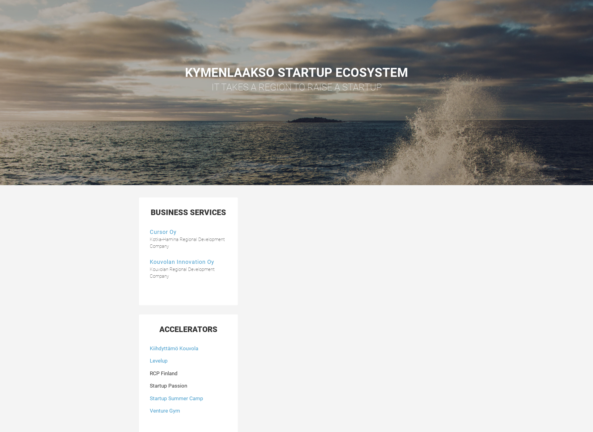 Skärmdump för startupkymenlaakso.fi