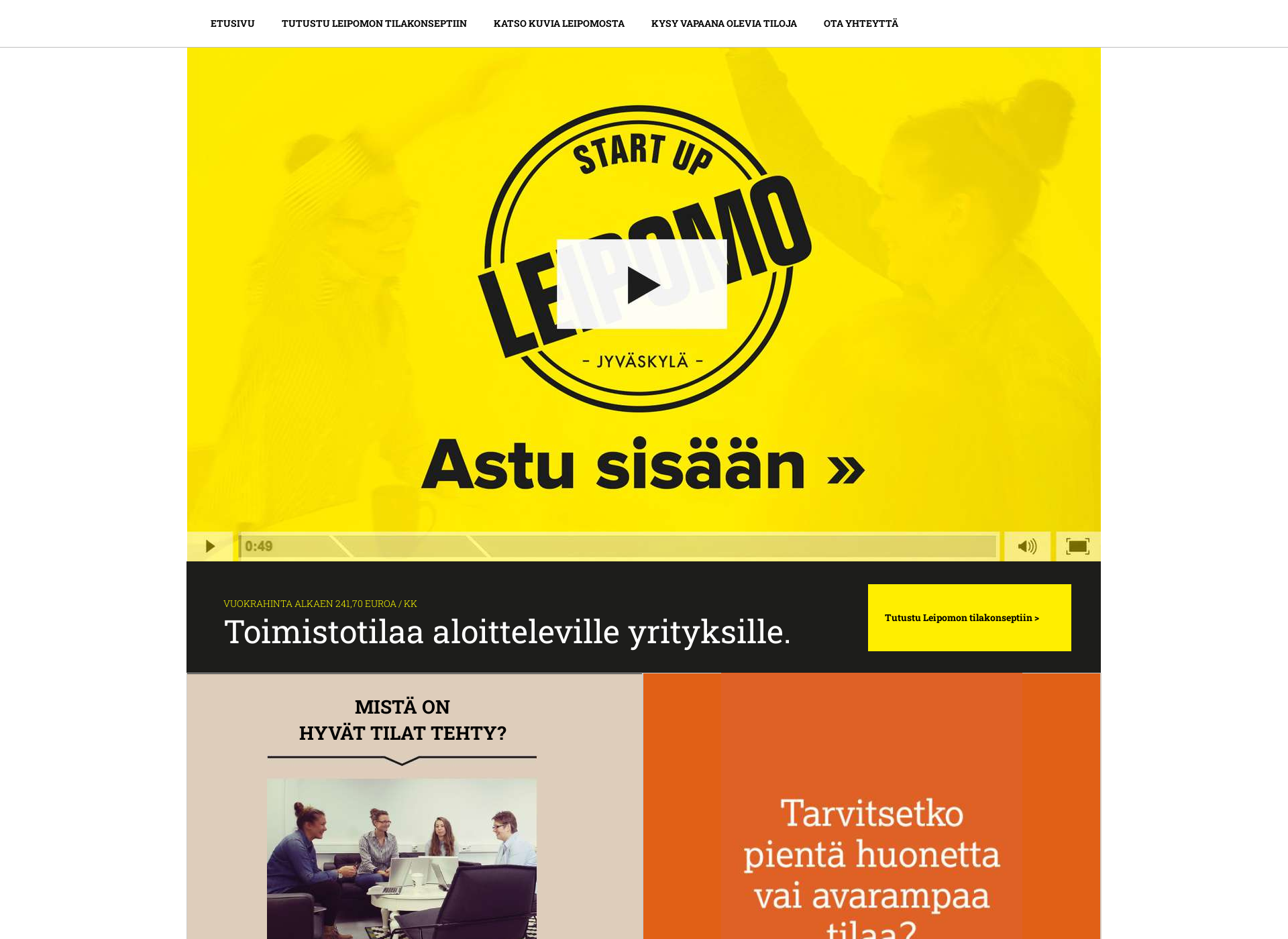Skärmdump för startupleipomo.fi