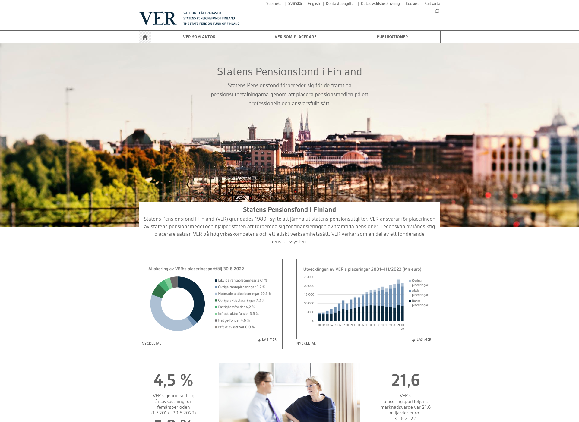 Skärmdump för statenspensionsfond.fi