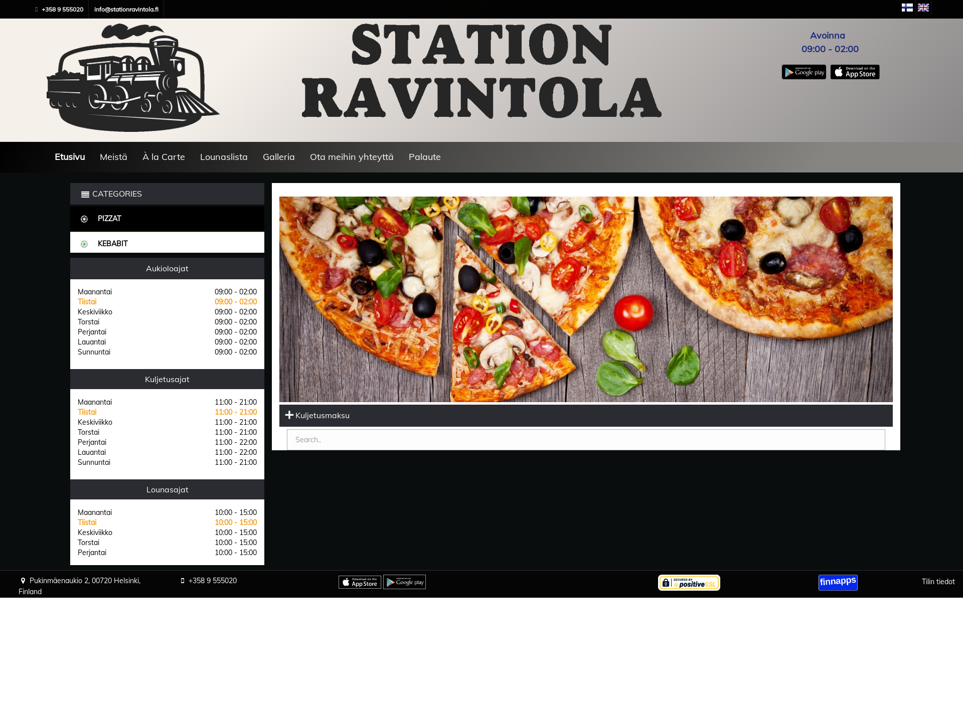 Skärmdump för stationravintola.fi