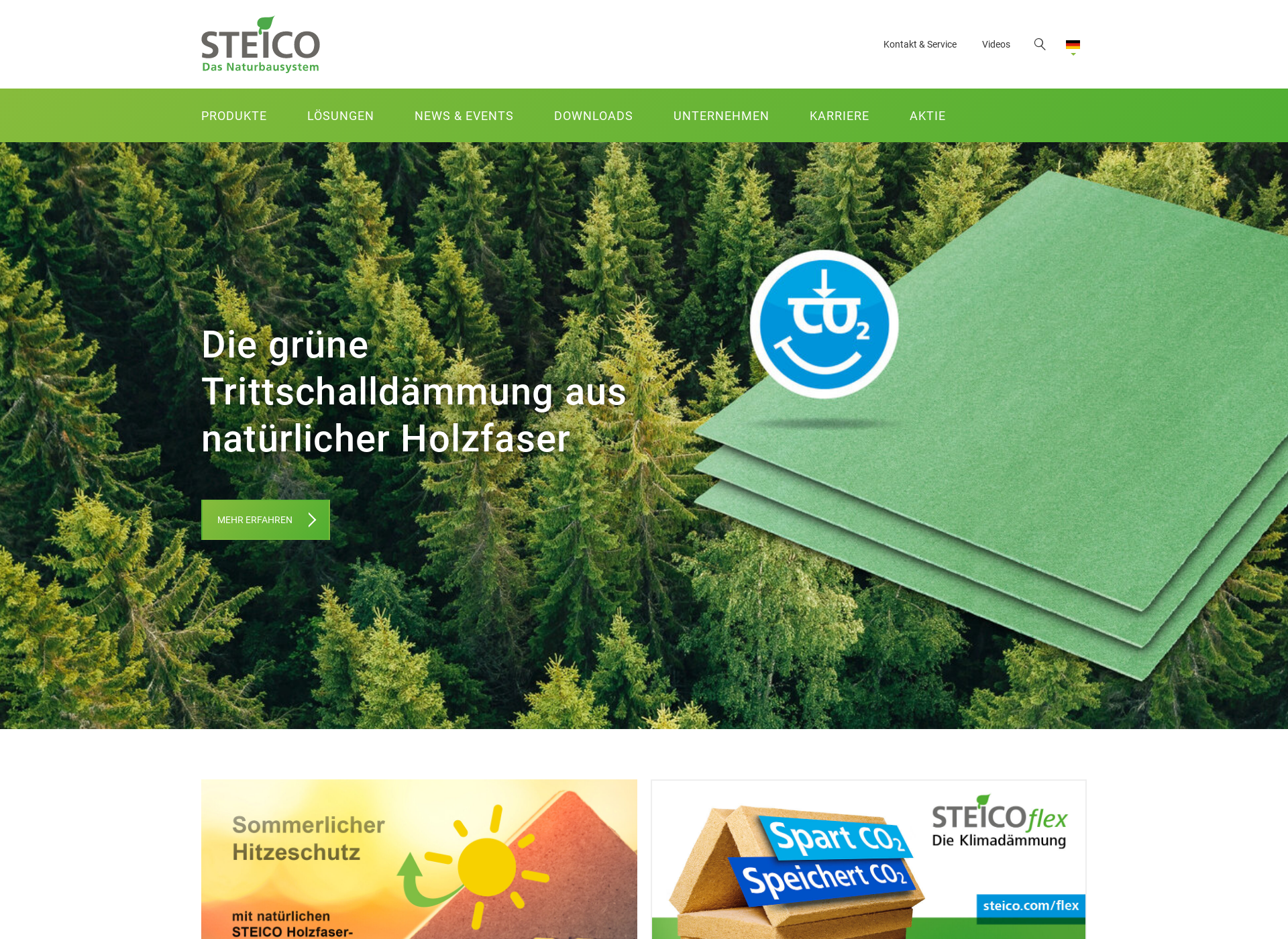Skärmdump för steico.fi