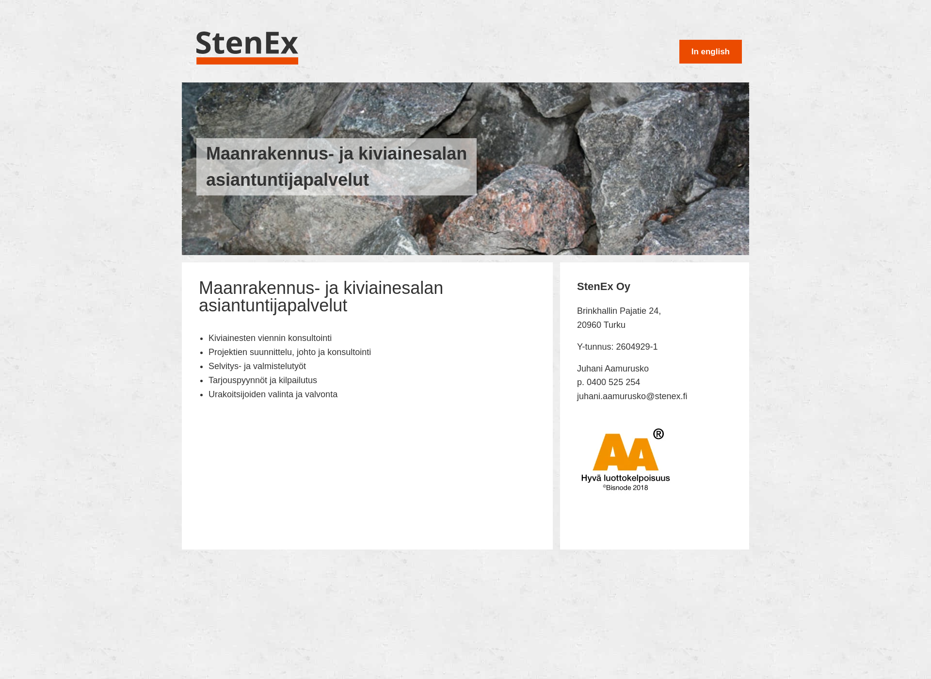 Skärmdump för stenex.fi