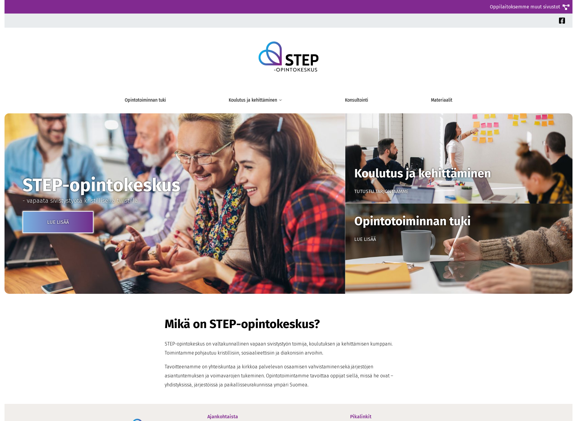 Skärmdump för step-opintokeskus.fi