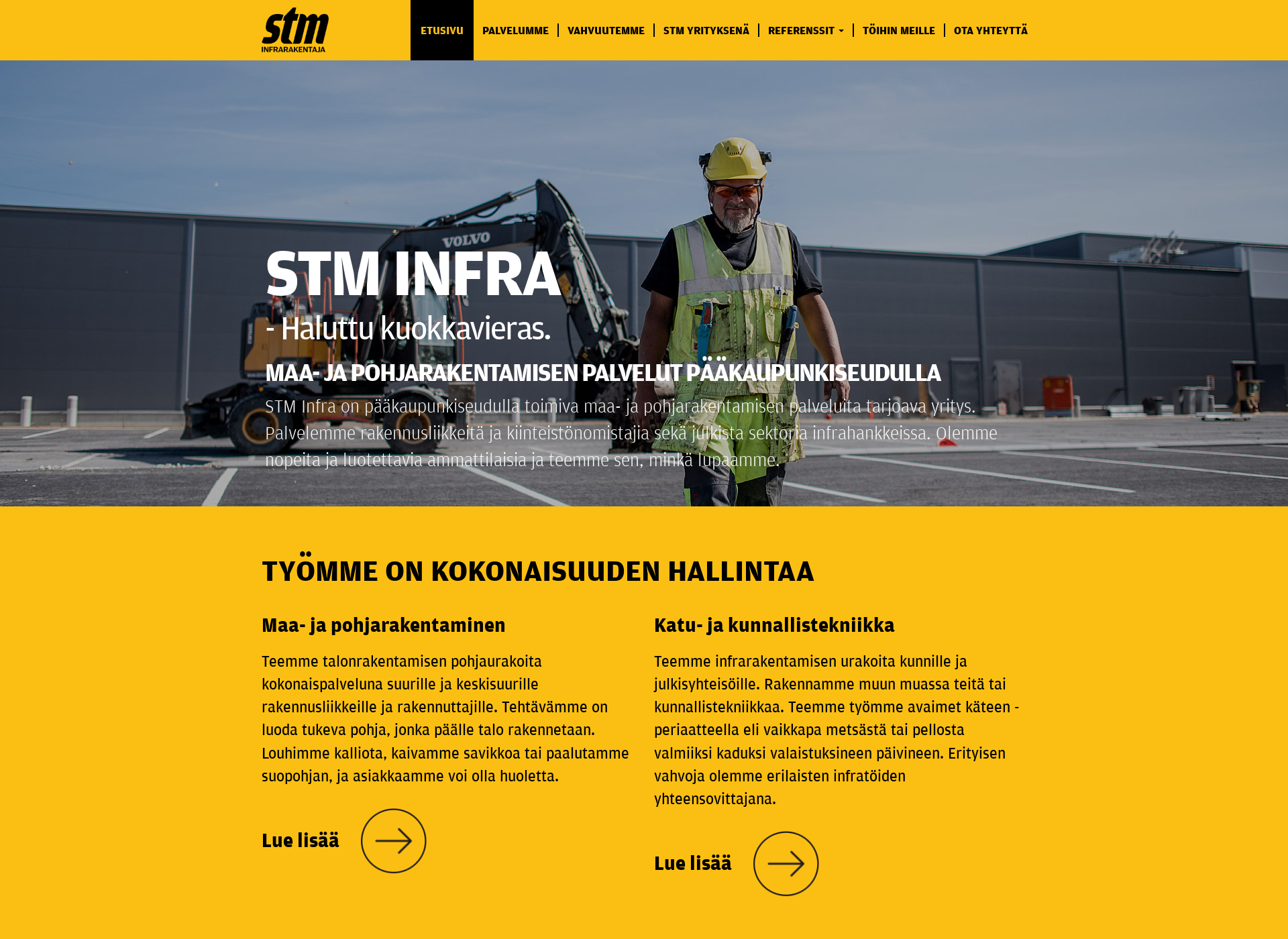 Skärmdump för stminfra.fi