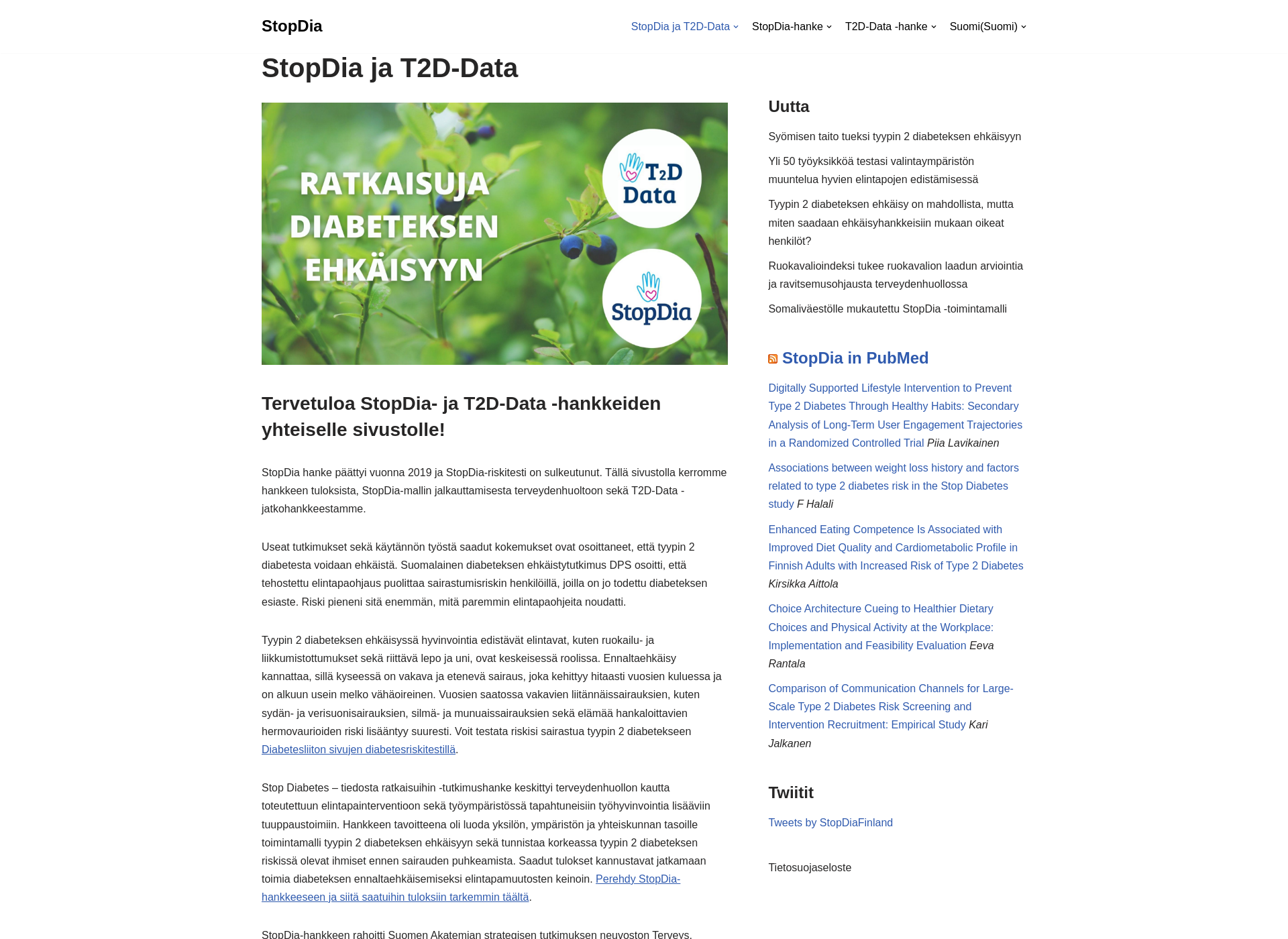 Screenshot for stopdia.fi