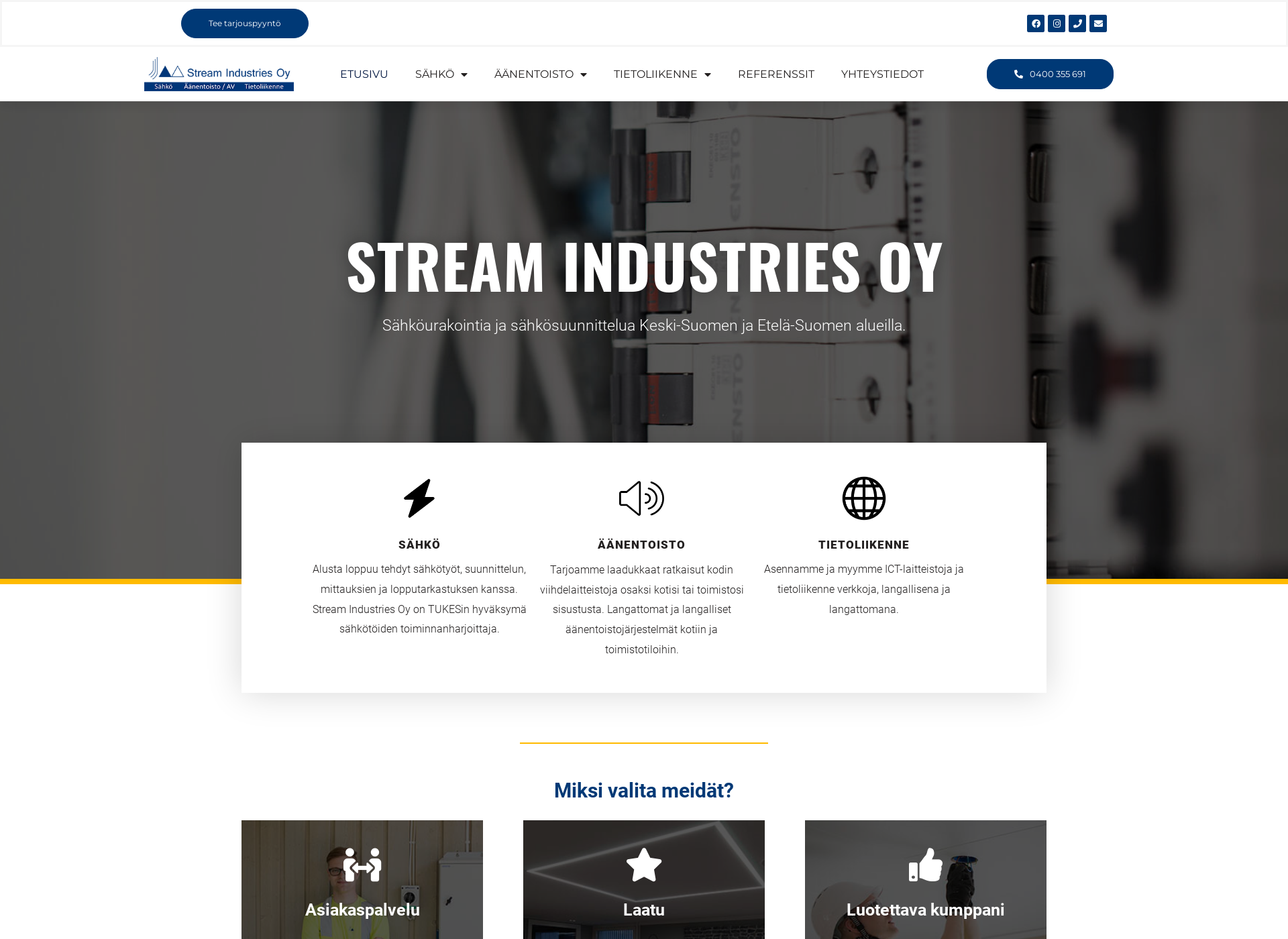 Skärmdump för streamindustries.fi