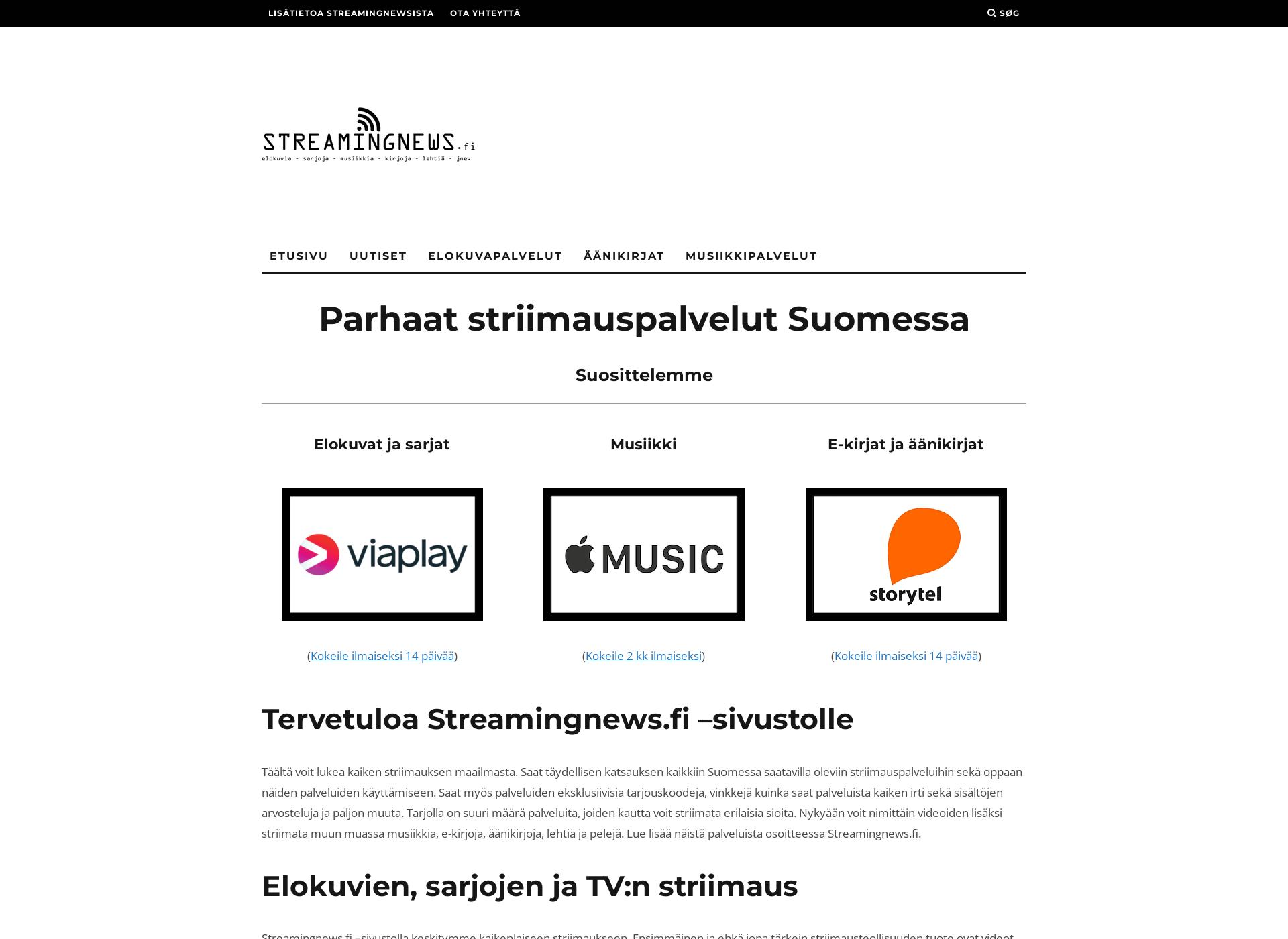 Screenshot for streamingnews.fi