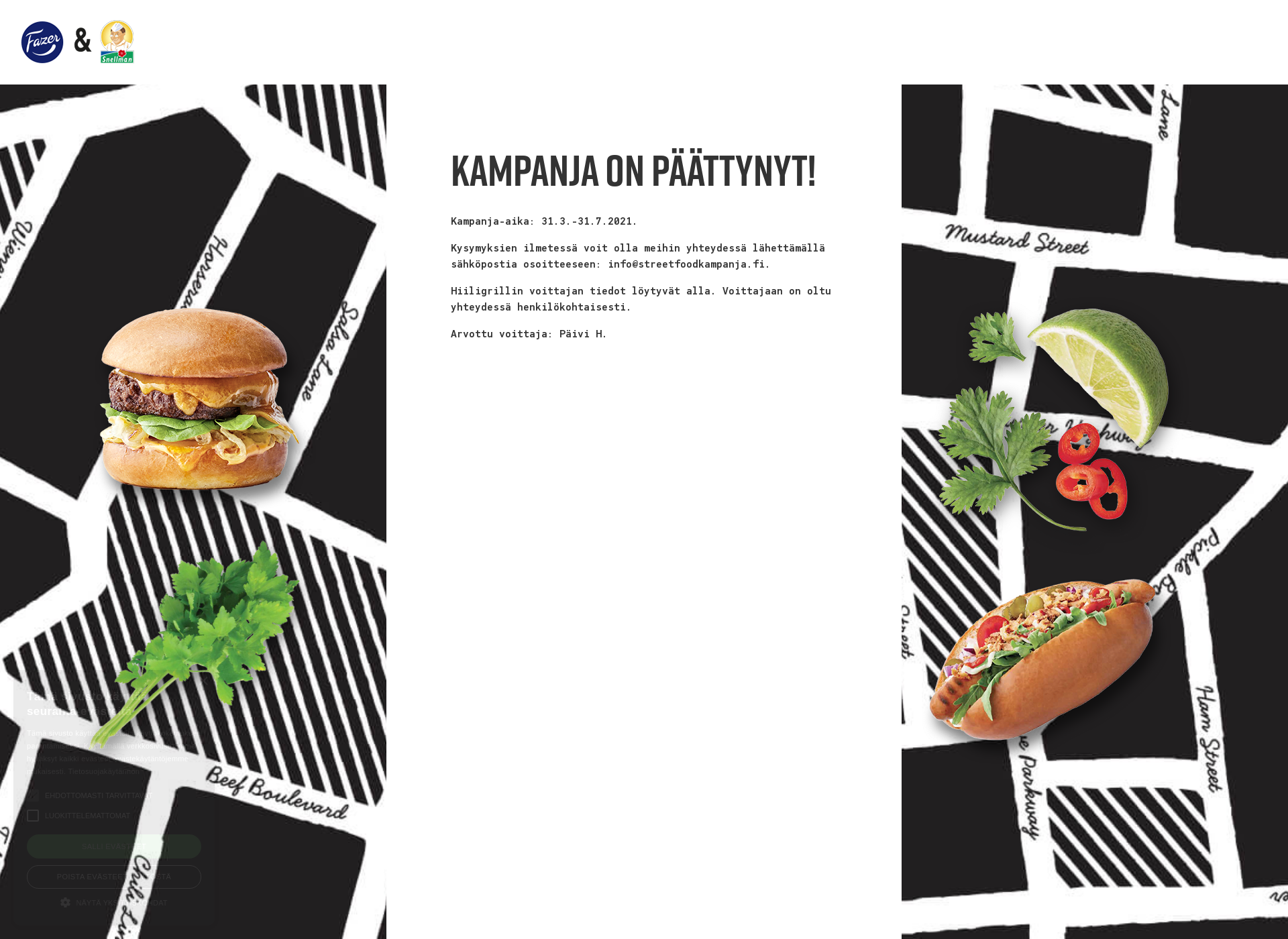 Skärmdump för streetfoodkampanja.fi