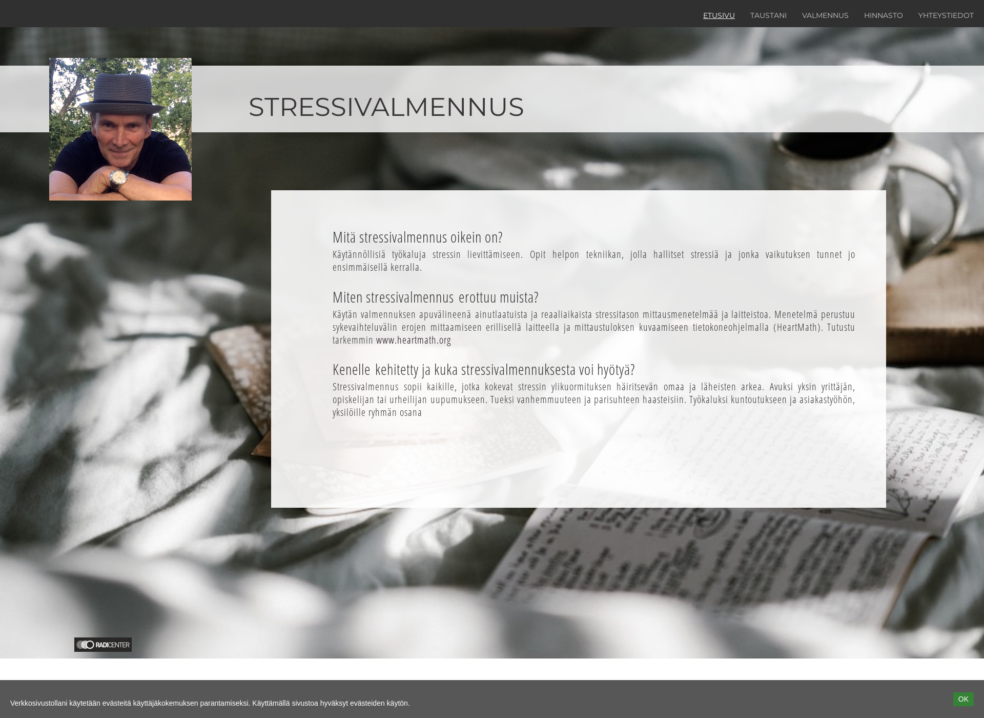 Skärmdump för stressivalmennus.fi
