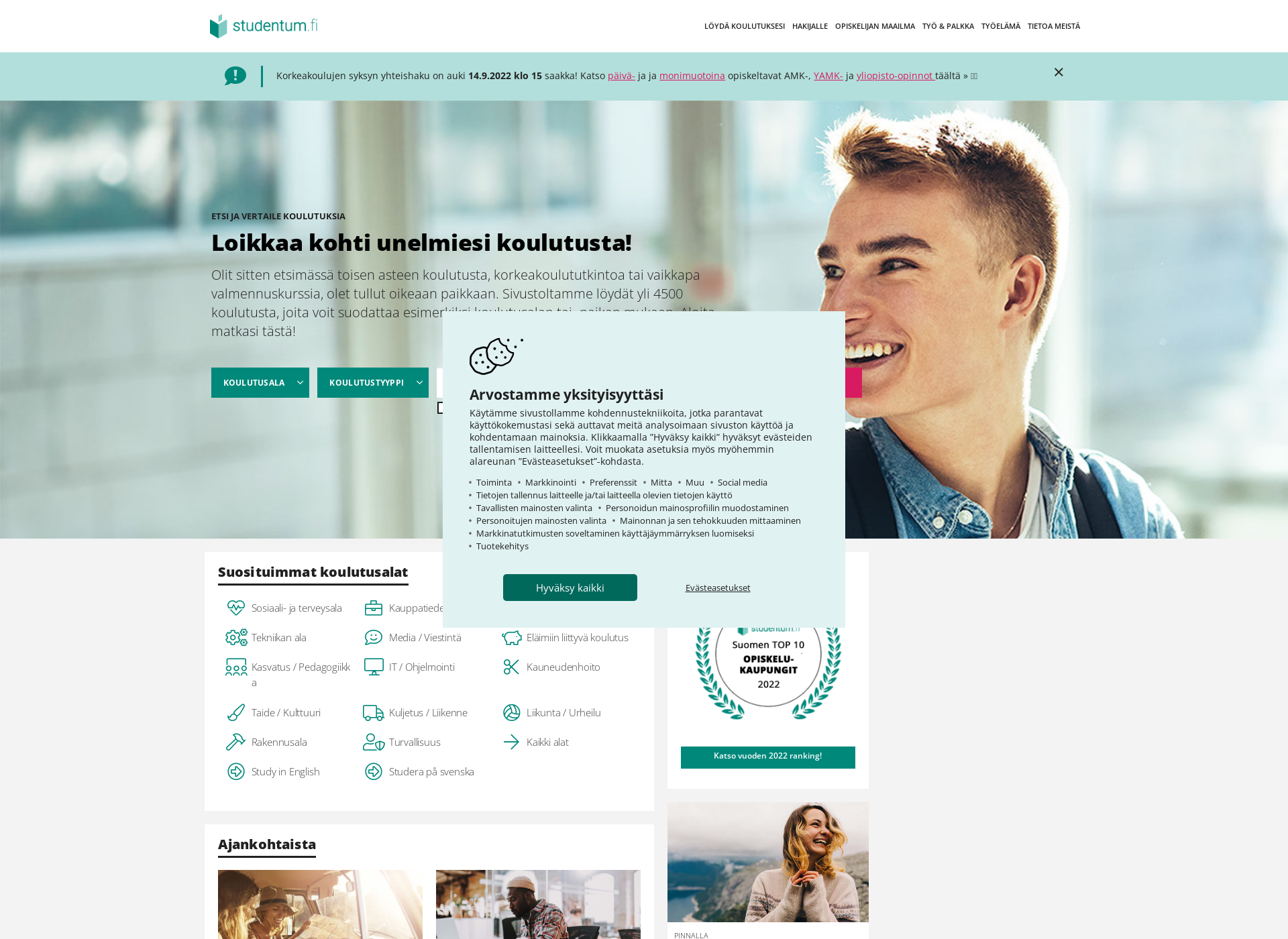 Screenshot for studentum.fi