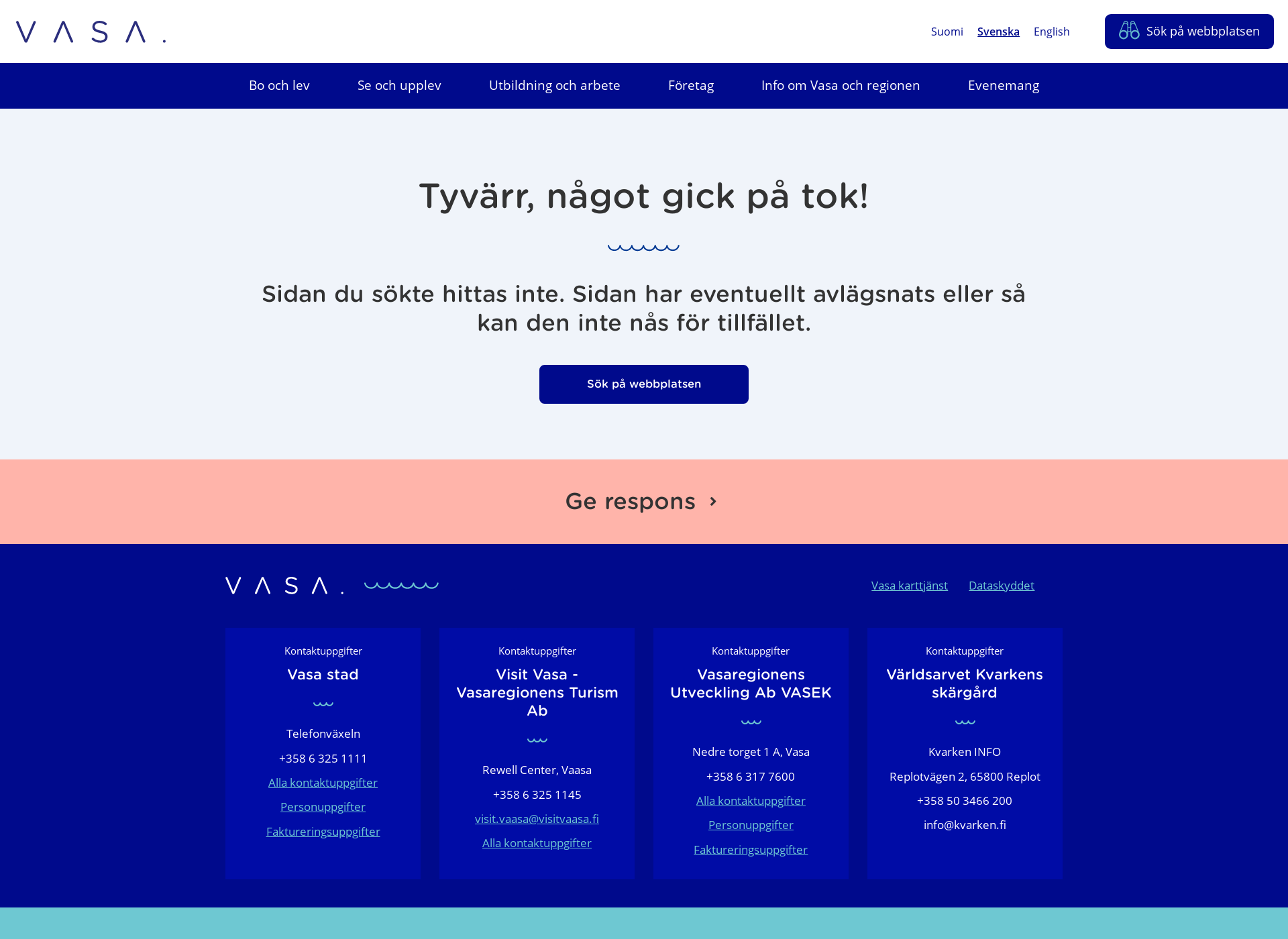 Skärmdump för studeraivasa.fi