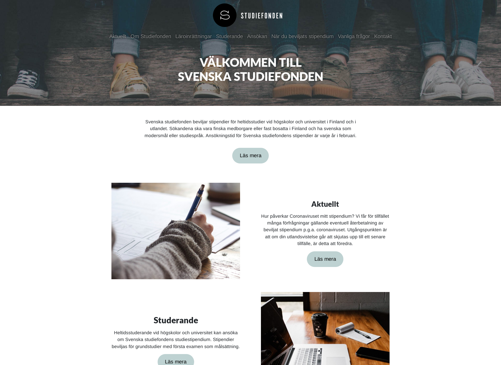 Skärmdump för studiefonden.fi