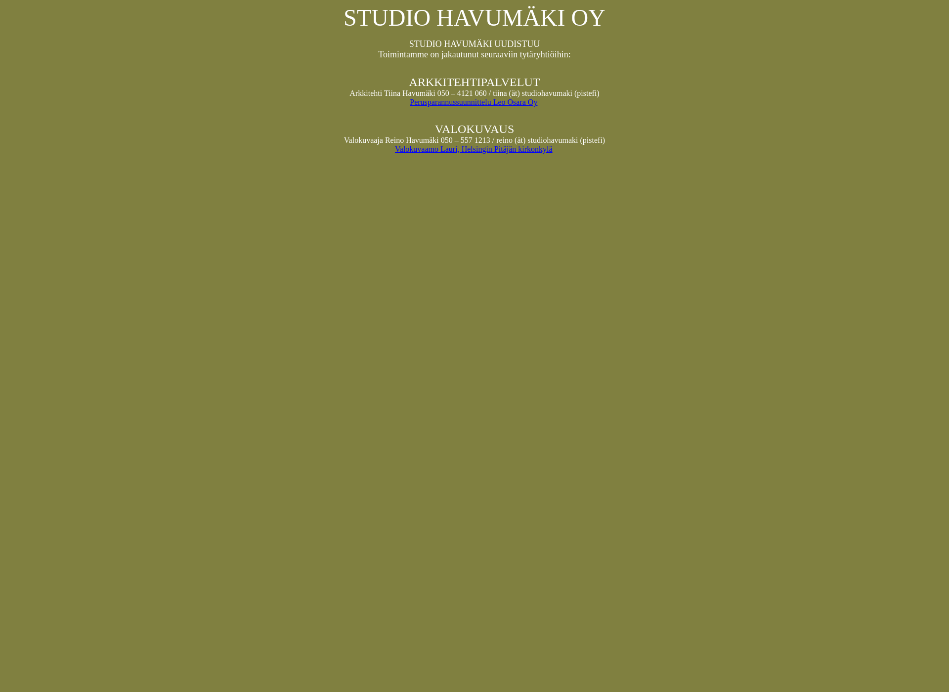 Skärmdump för studiohavumaki.fi