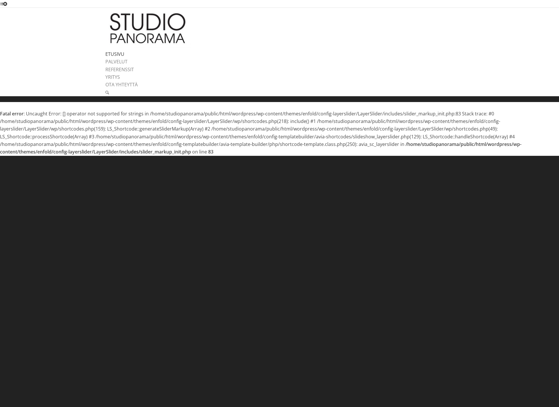 Skärmdump för studiopanorama.fi